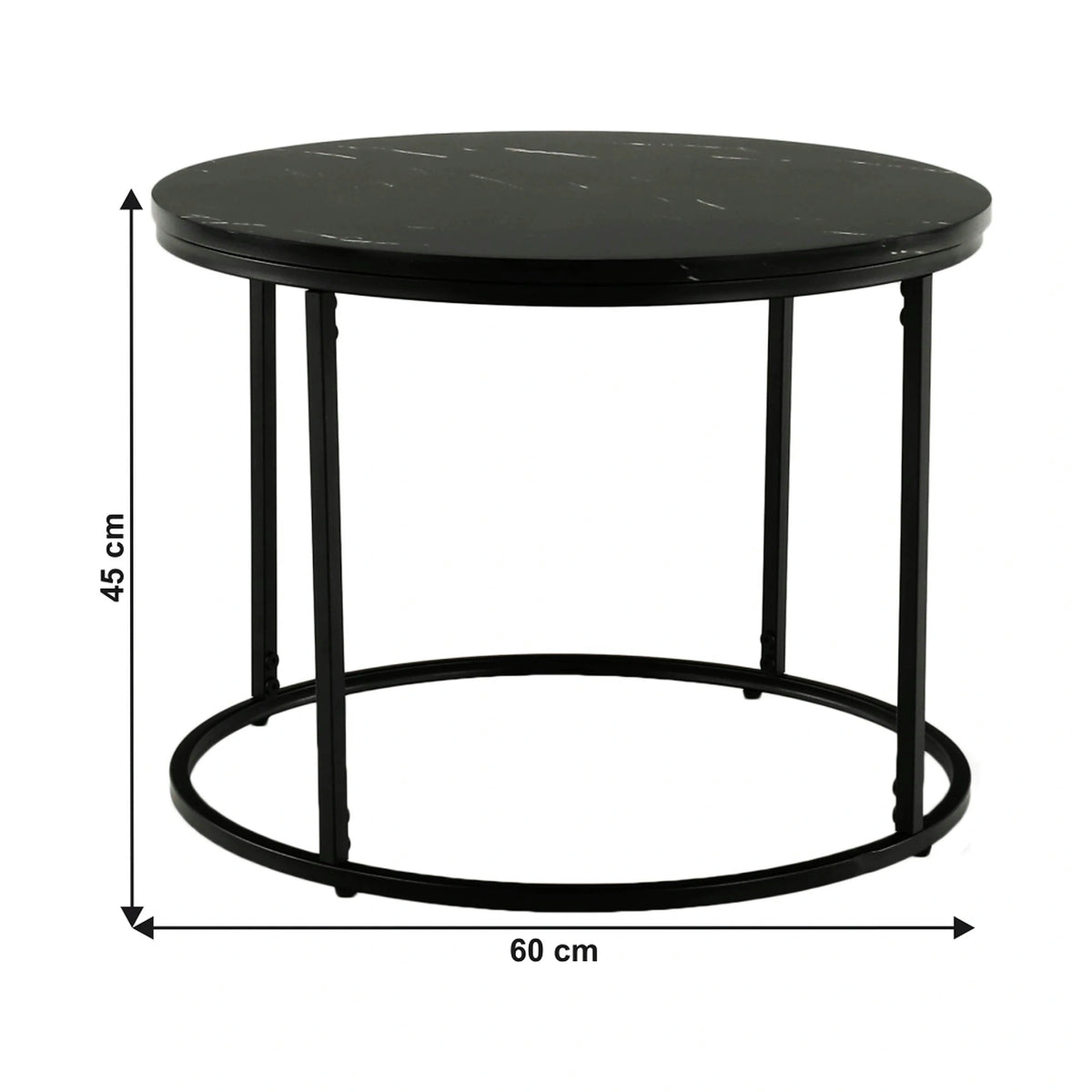 Masuta de cafea GAGIN, negru cu efect de marmura, 60x60x45 cm