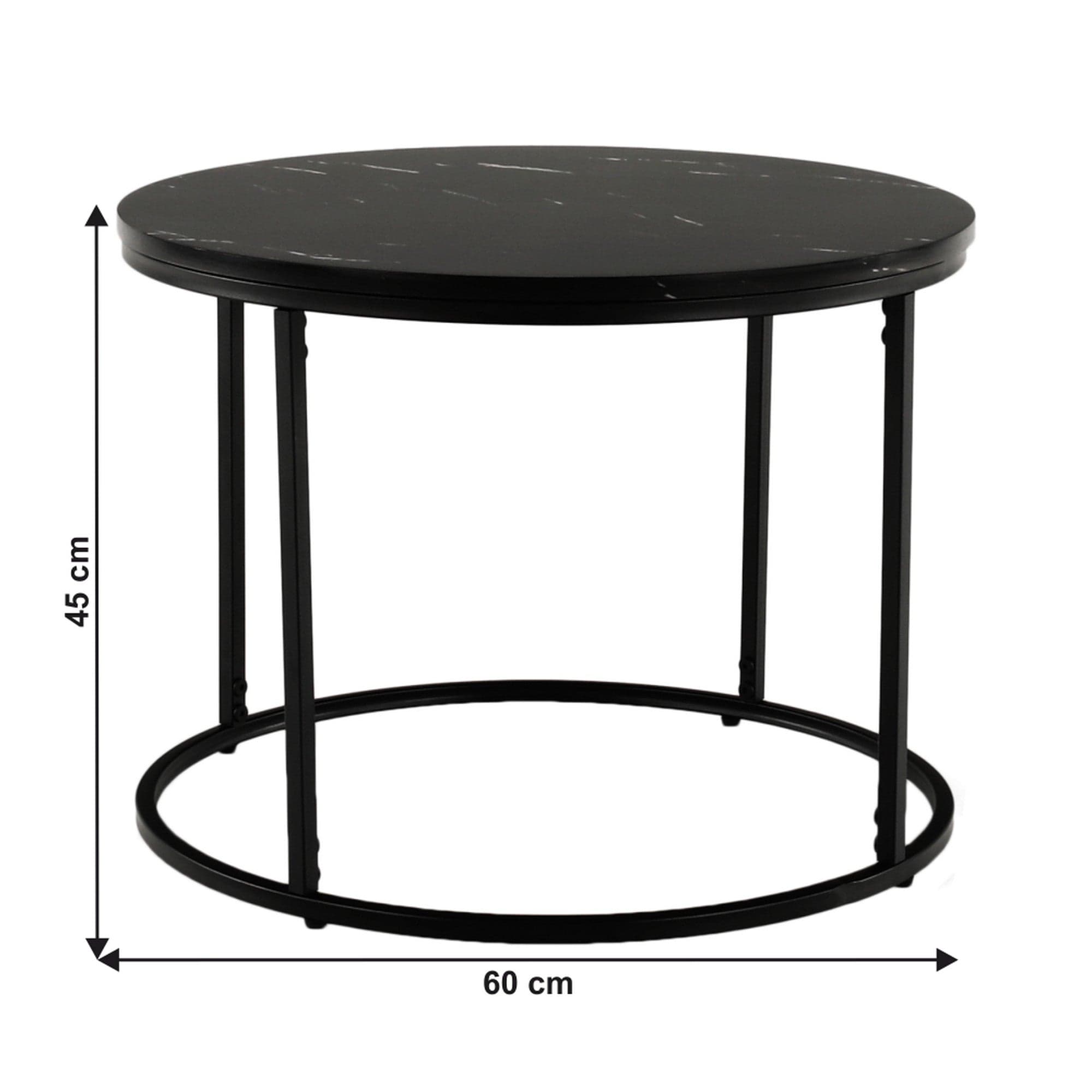 Masuta de cafea GAGIN, negru cu efect de marmura, 60x60x45 cm