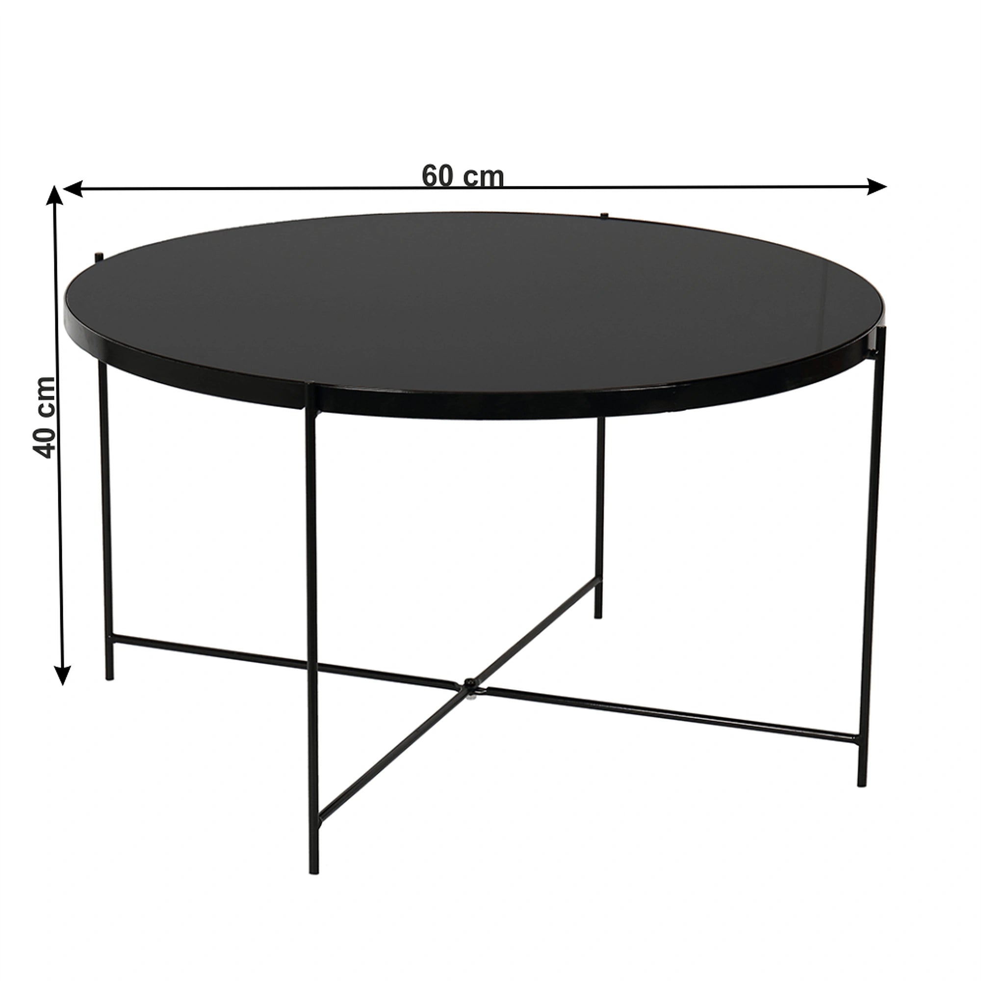 Masuta de cafea KURTIS, negru, sticla/metal, 60x60x40 cm