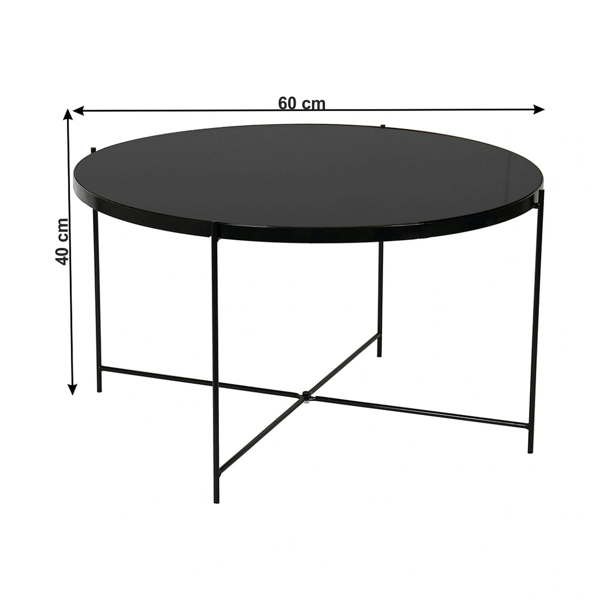 Masuta de cafea KURTIS, negru, sticla/metal, 60x60x40 cm