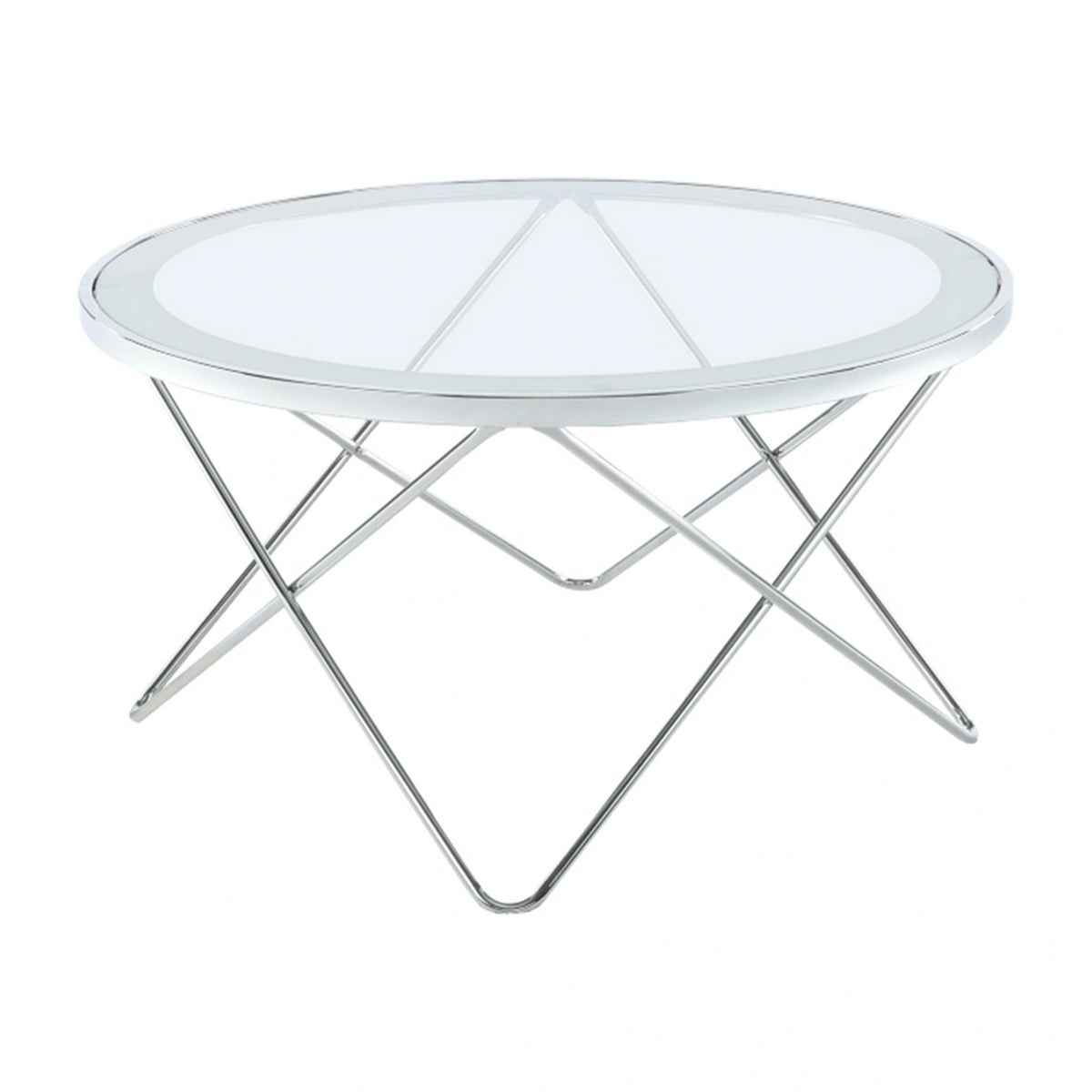 Masuta de cafea LEONEL, crom/transparent, sticla/otel, 85x85x45 cm