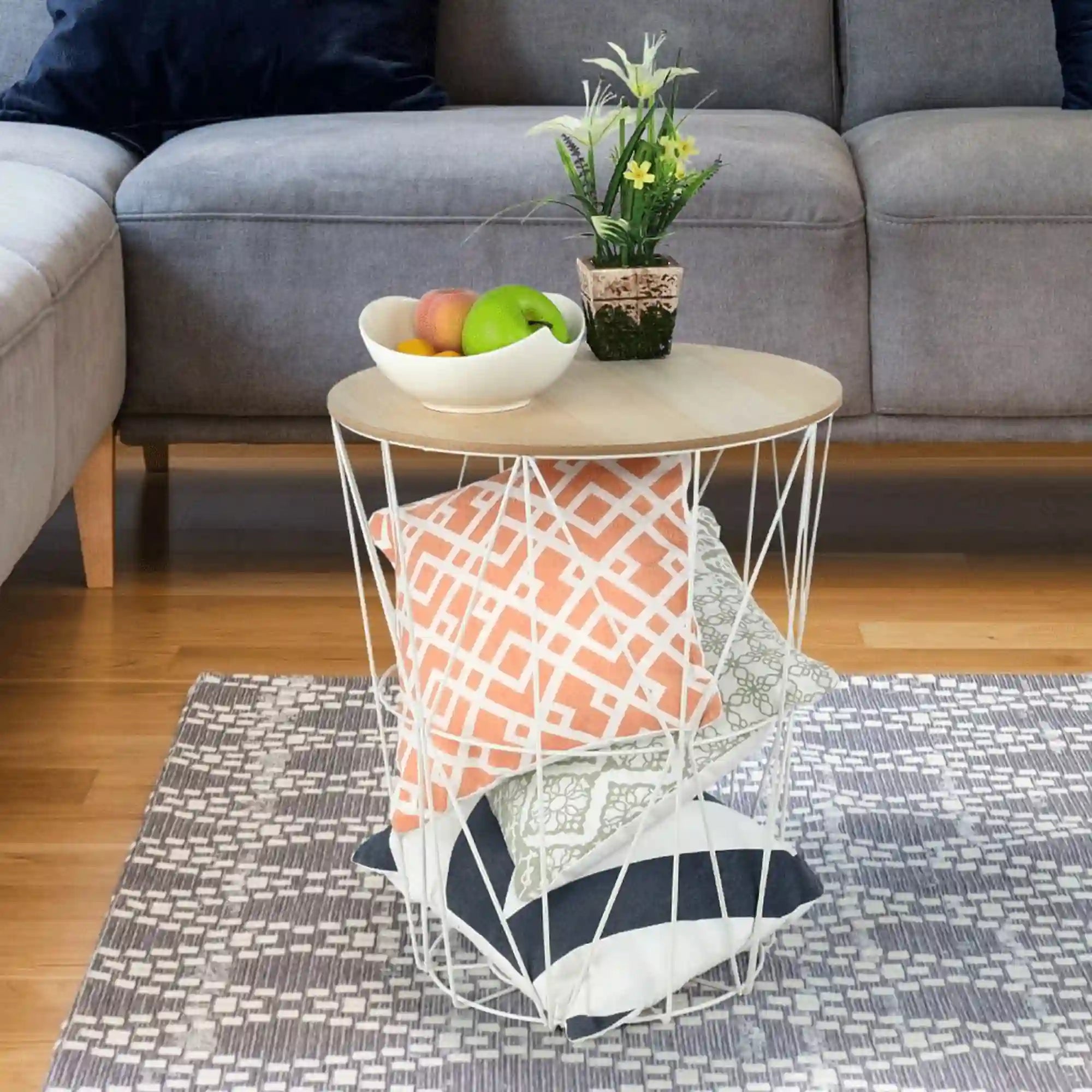 Masuta de cafea NANCER TYP 3, stejar natural/alb, 40x40x48 cm