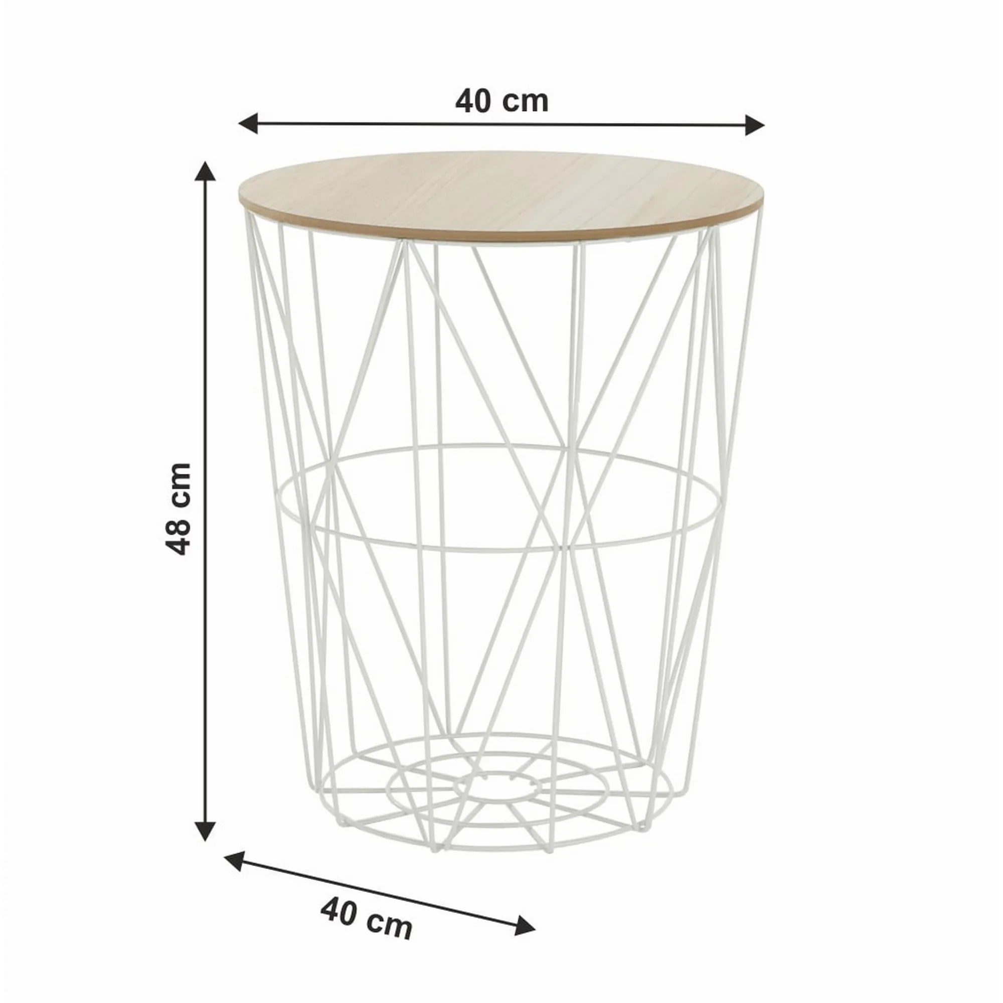 Masuta de cafea NANCER TYP 3, stejar natural/alb, 40x40x48 cm