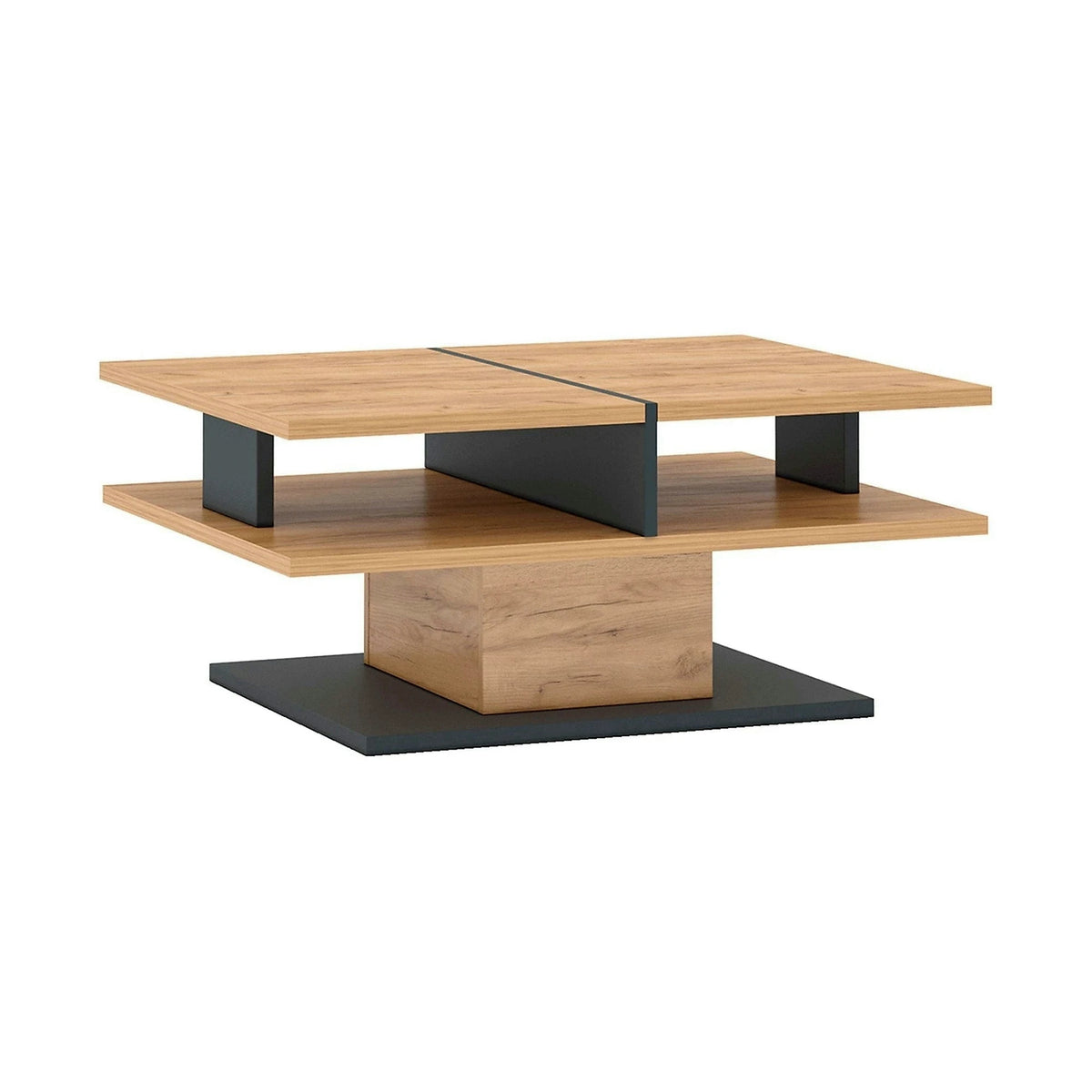 Masuta de cafea T FIDEL, stejar artisan/gri grafit, PAL laminat, 90x70x41 cm
