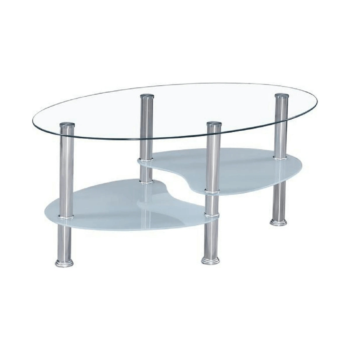 Masuta de cafea WAVE NEW, transparent/alb/crom, sticla/otel, 90x41x55 cm