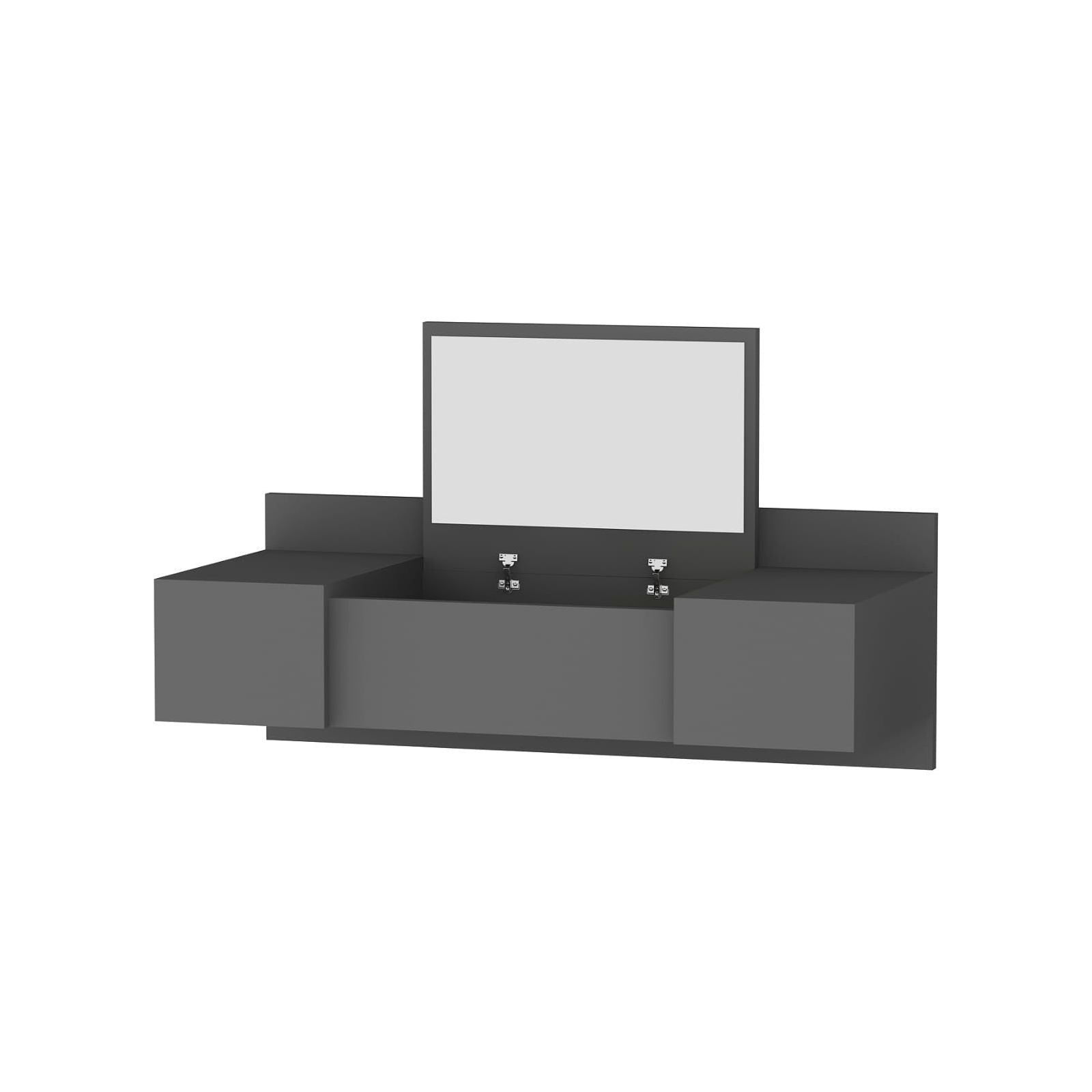 Masuta de toaleta ZAKKUM, gri antracit, PAL melaminat, cu oglinda, 100x39x33 cm