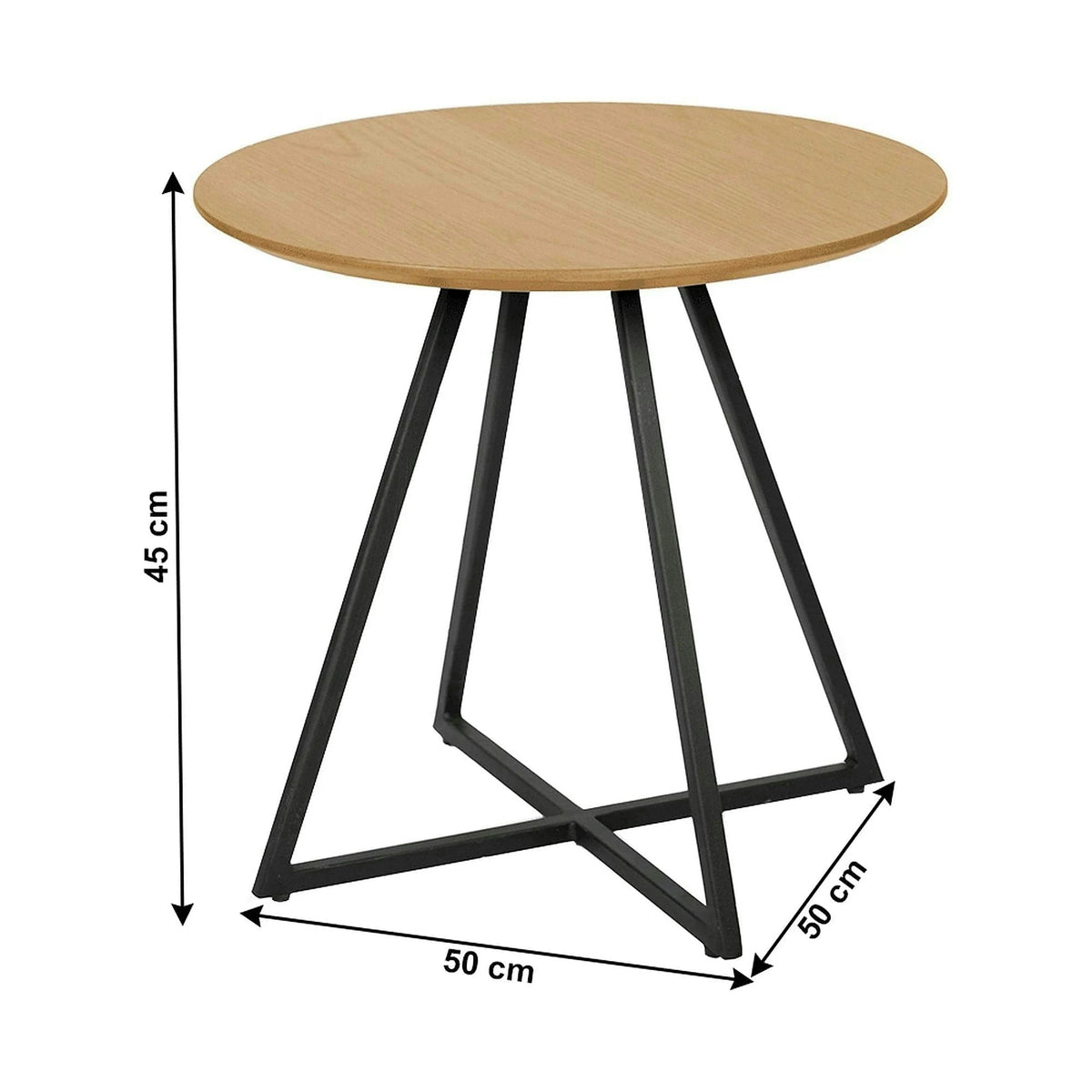 Masuta DELIK, stejar/negru, metal, 50x50x45 cm