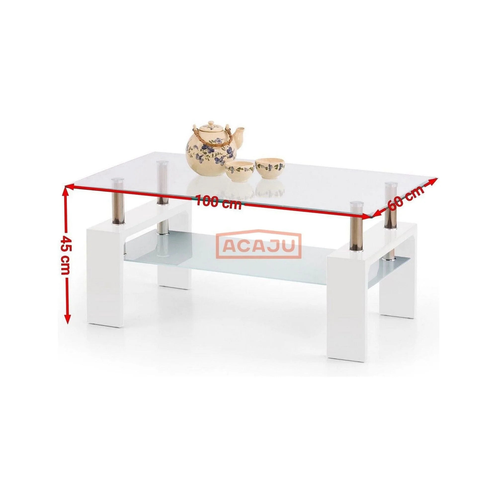 Masuta DIANA INTRO, transparent/alb, 100x60x45 cm