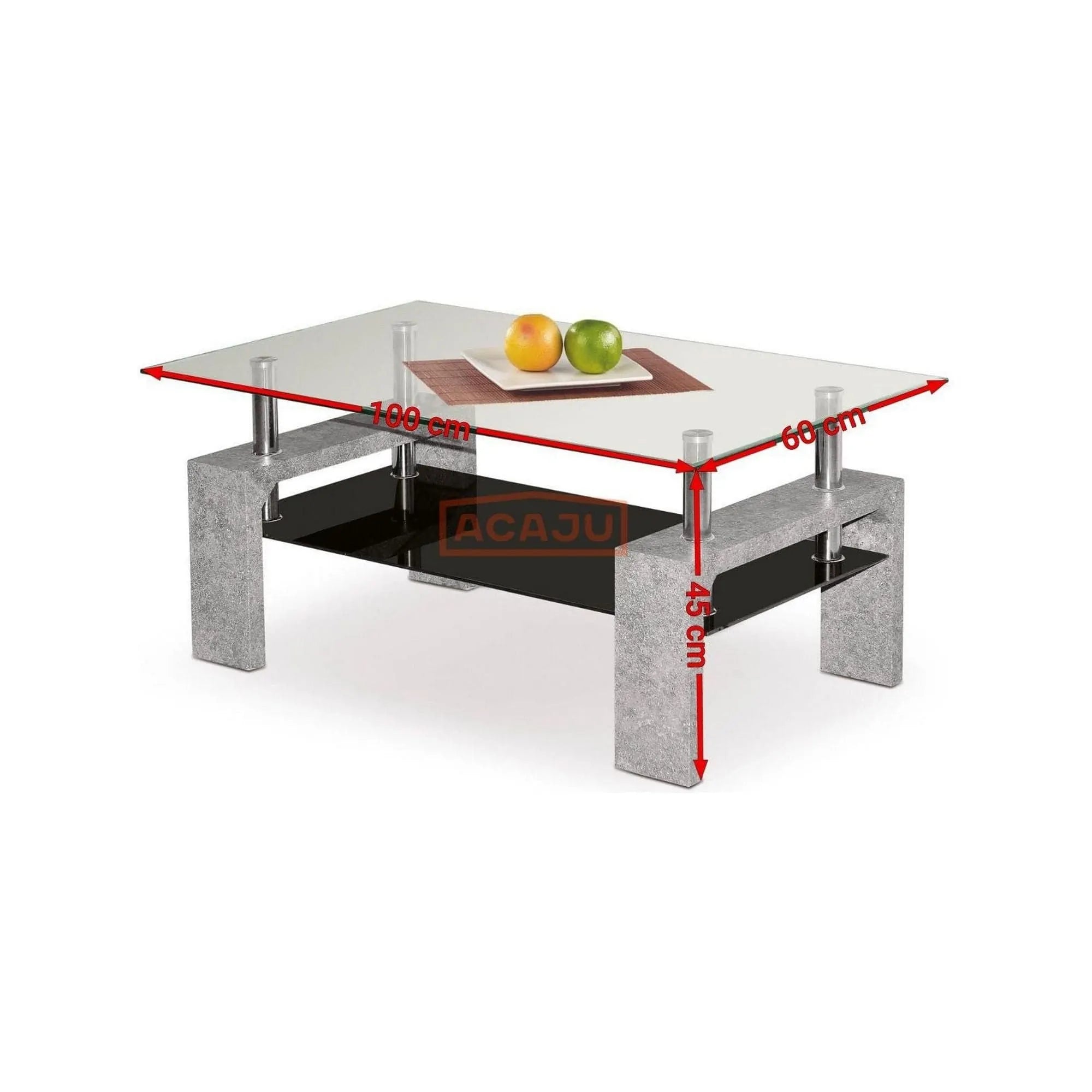 Masuta DIANA INTRO, transparent/gri beton, 100x60x45 cm