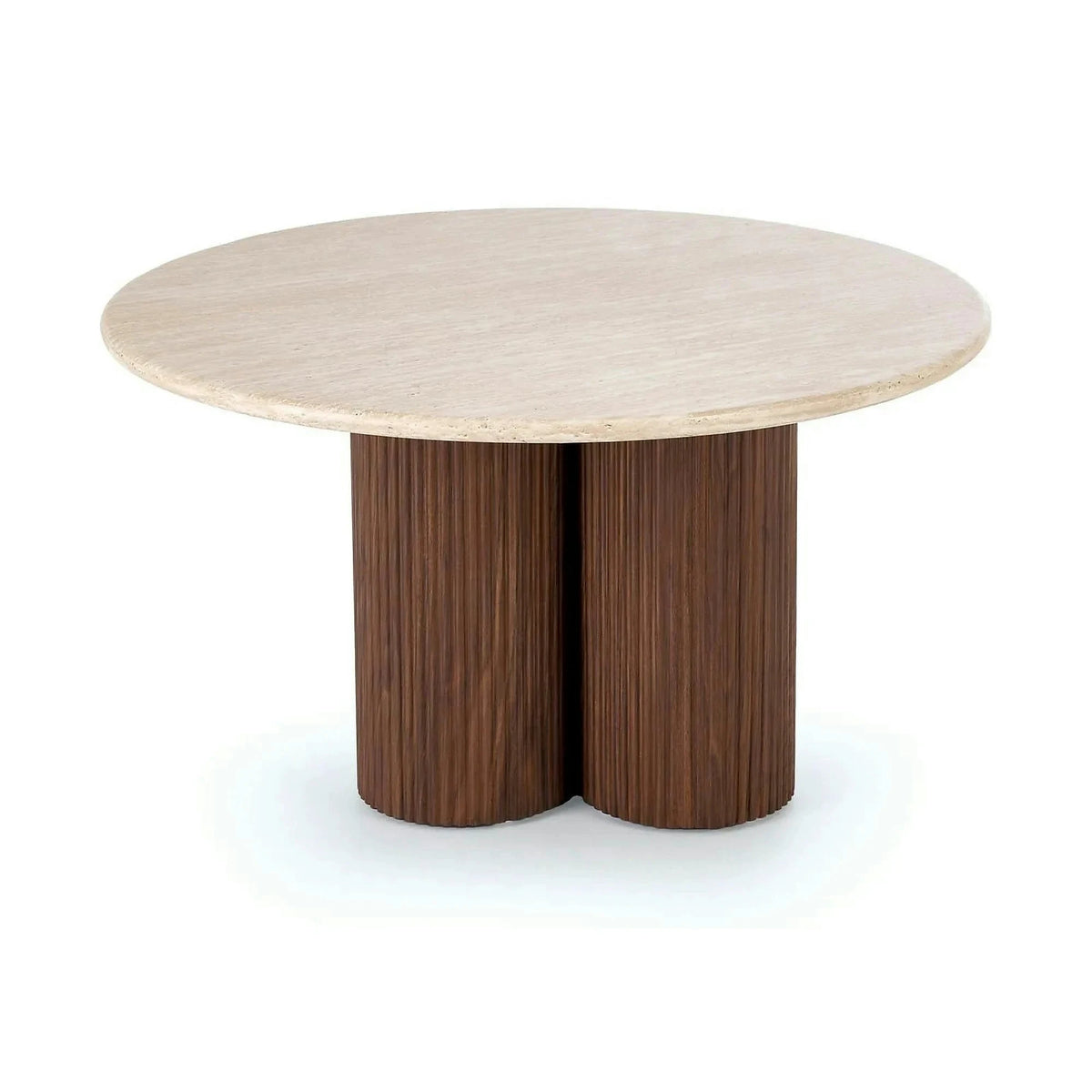 Masuta DOROTEA, piatra travertin/nuc, 80x46 cm