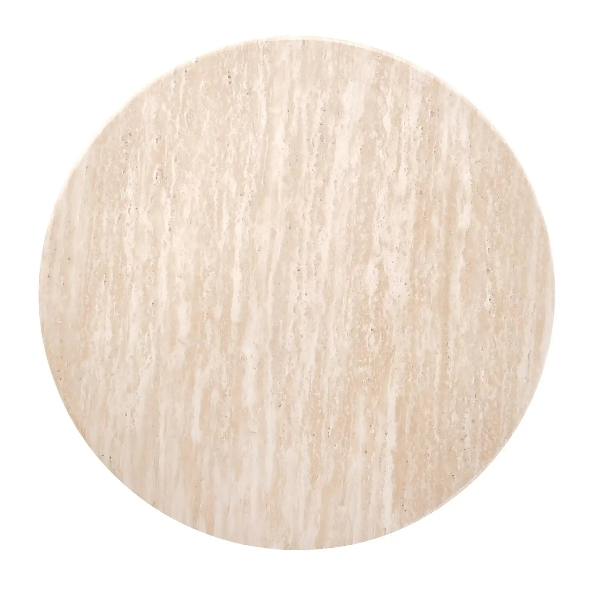 Masuta DOROTEA S, piatra travertin/nuc, 50x56 cm