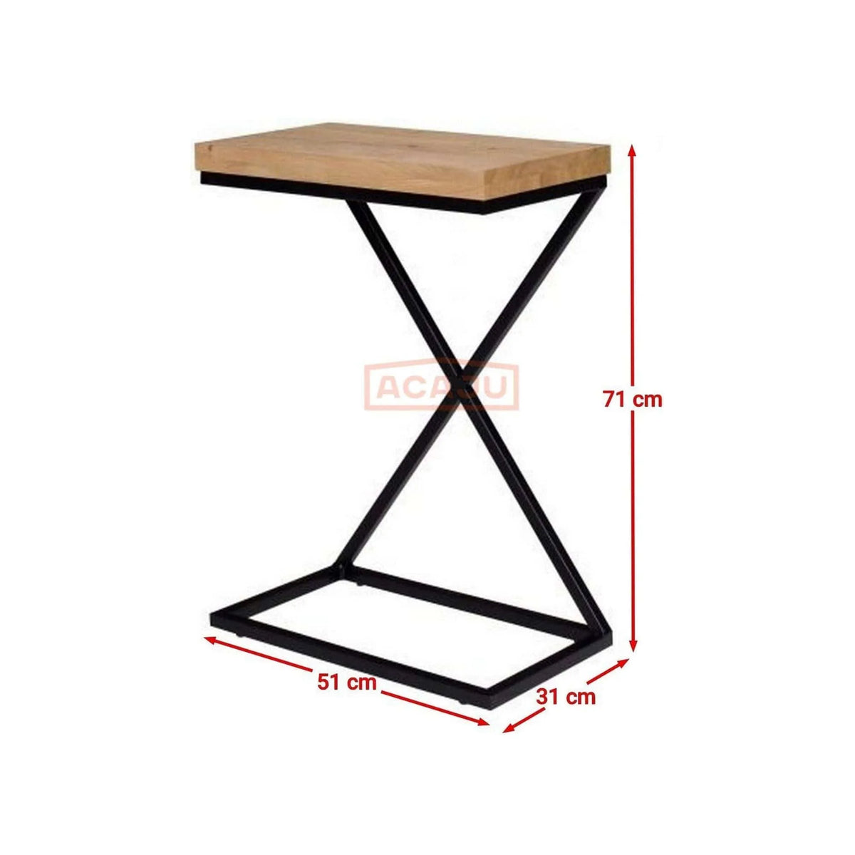 Masuta DOTI, stejar/negru, 51x31x71 cm