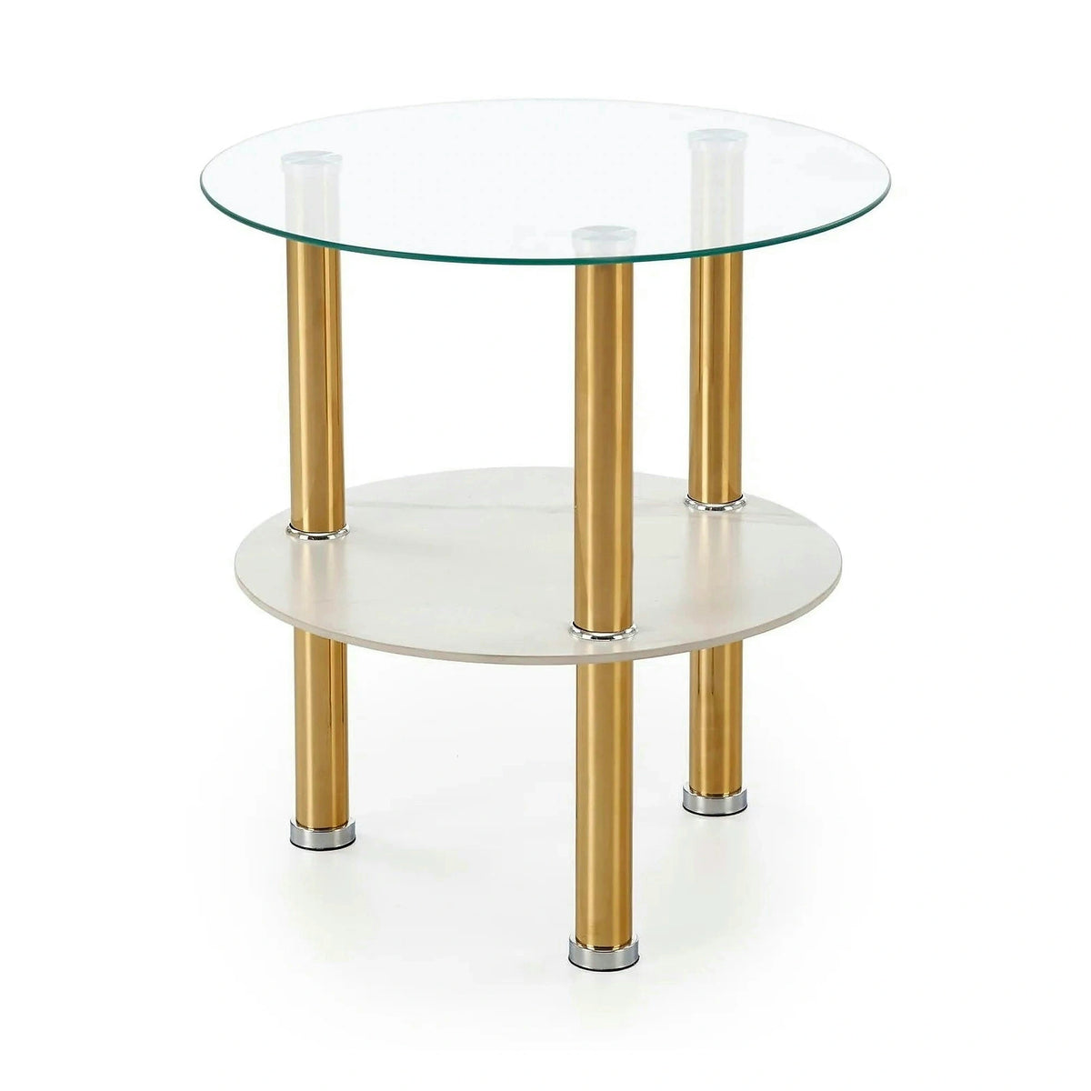 Masuta DUCAT S, transparent/auriu, sticla/otel, 45x49 cm
