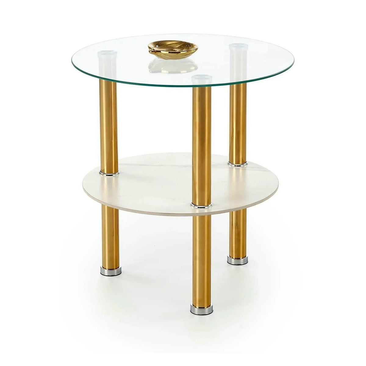 Masuta DUCAT S, transparent/auriu, sticla/otel, 45x49 cm