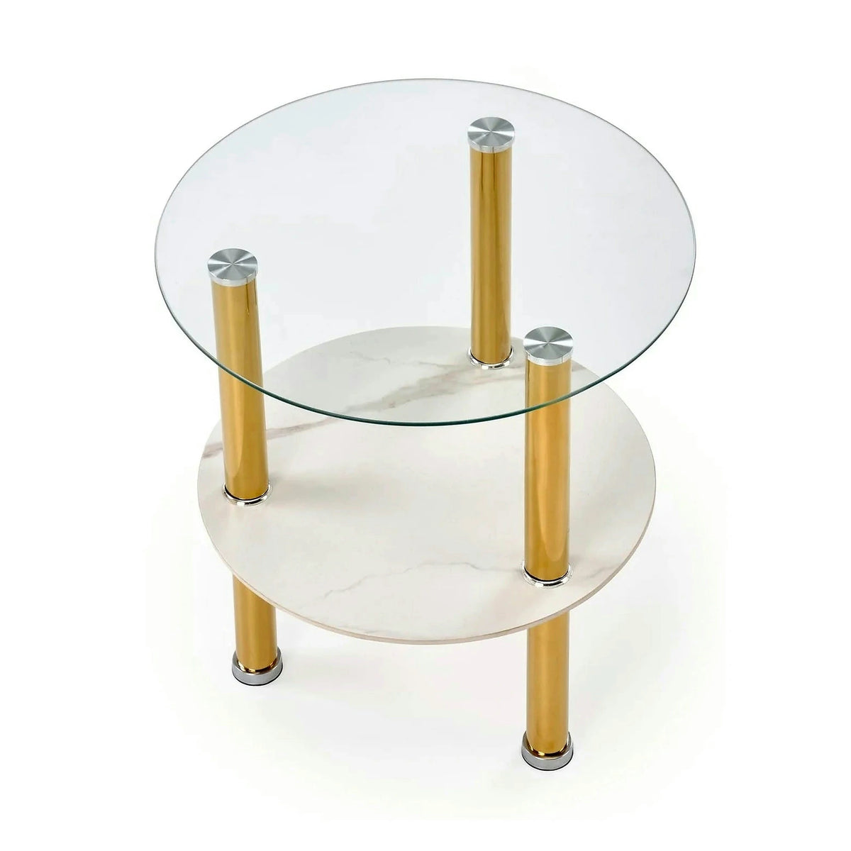Masuta DUCAT S, transparent/auriu, sticla/otel, 45x49 cm
