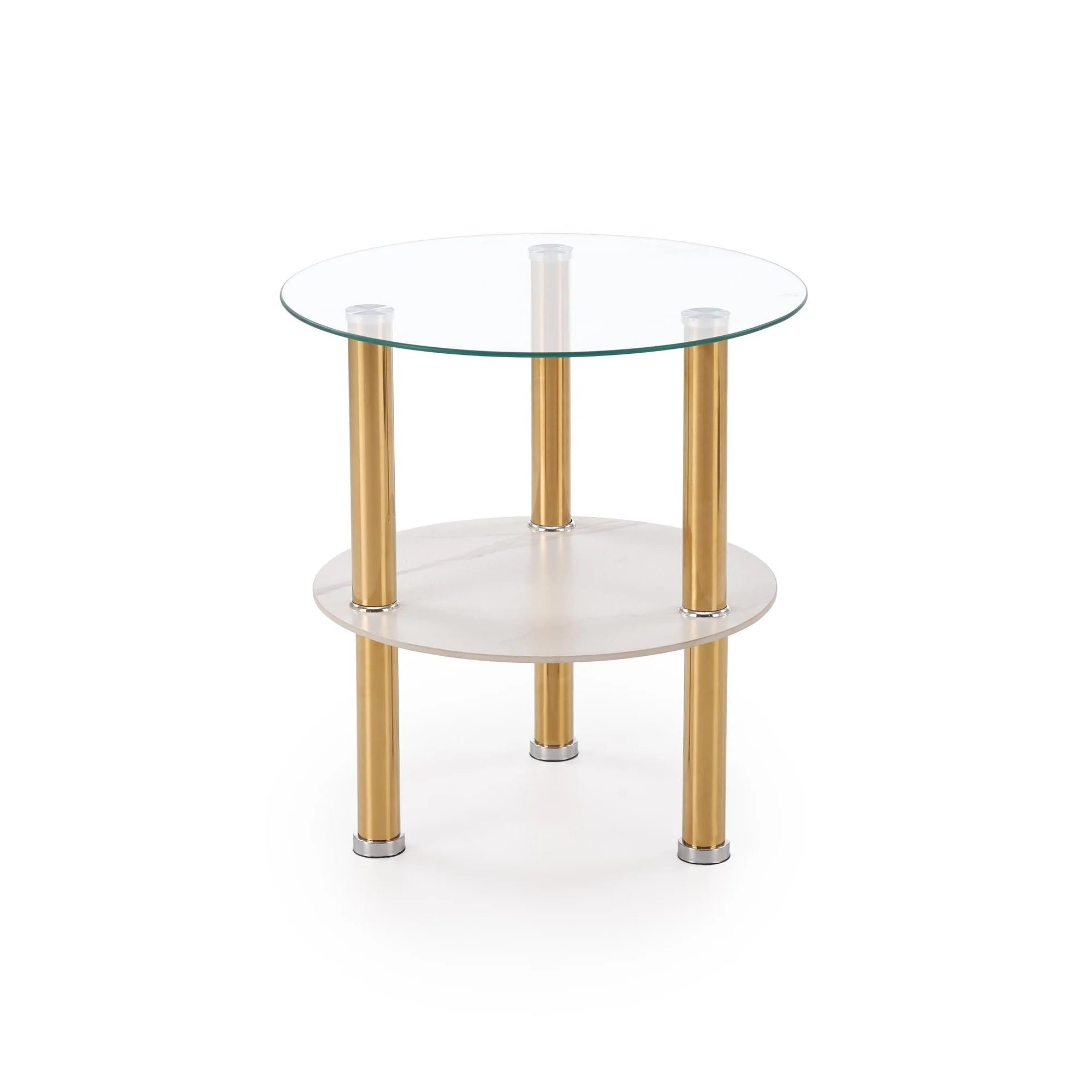 Masuta DUCAT S, transparent/auriu, sticla/otel, 45x49 cm