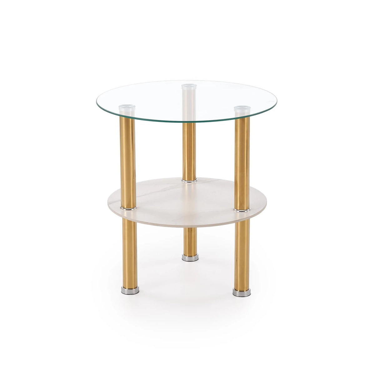 Masuta DUCAT S, transparent/auriu, sticla/otel, 45x49 cm