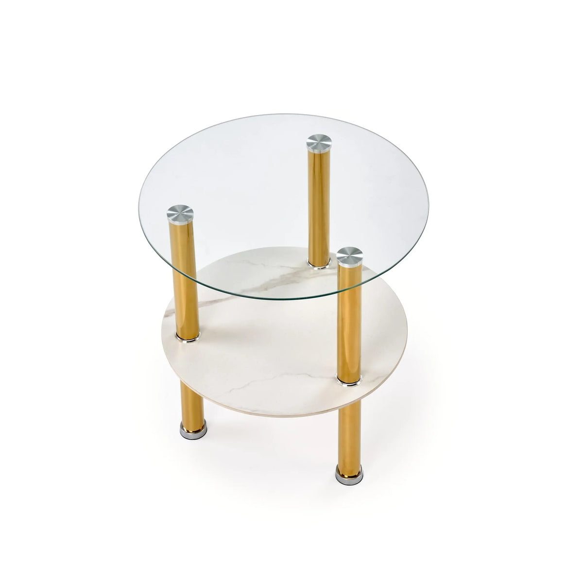 Masuta DUCAT S, transparent/auriu, sticla/otel, 45x49 cm