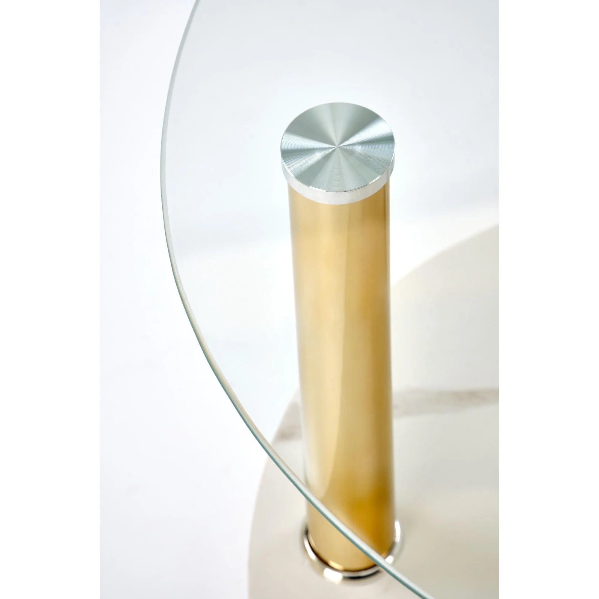 Masuta DUCAT S, transparent/auriu, sticla/otel, 45x49 cm