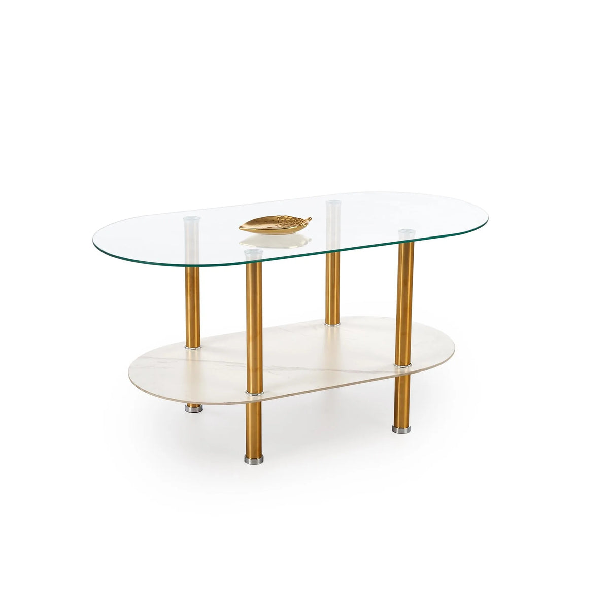 Masuta DUCAT, transparent/auriu, sticla/otel, 100x50x51 cm