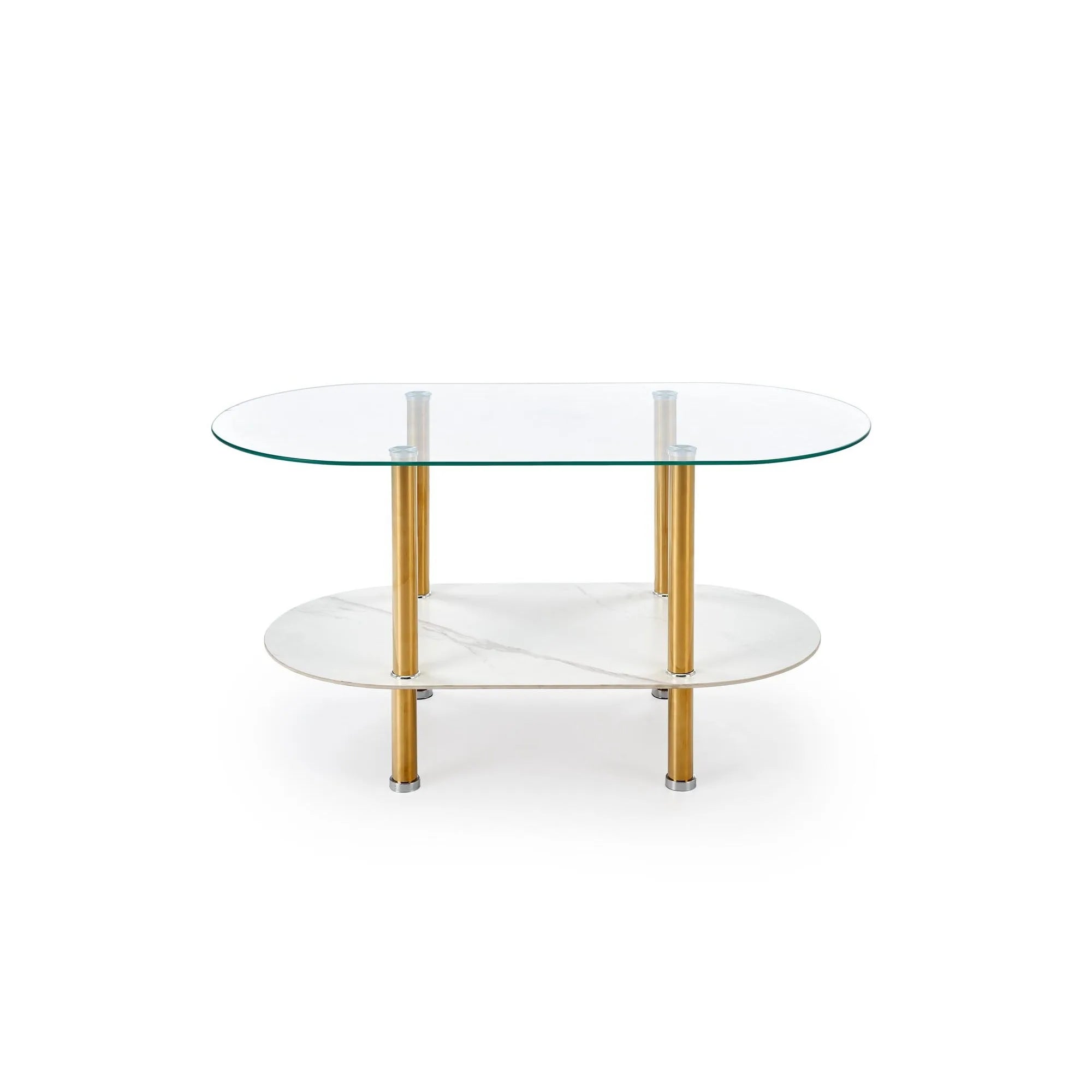 Masuta DUCAT, transparent/auriu, sticla/otel, 100x50x51 cm