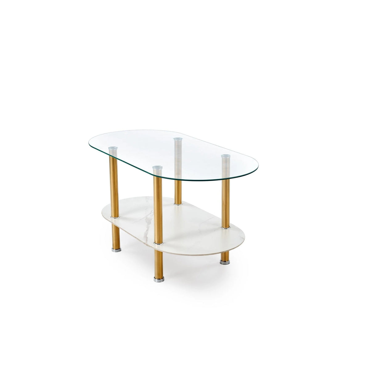 Masuta DUCAT, transparent/auriu, sticla/otel, 100x50x51 cm