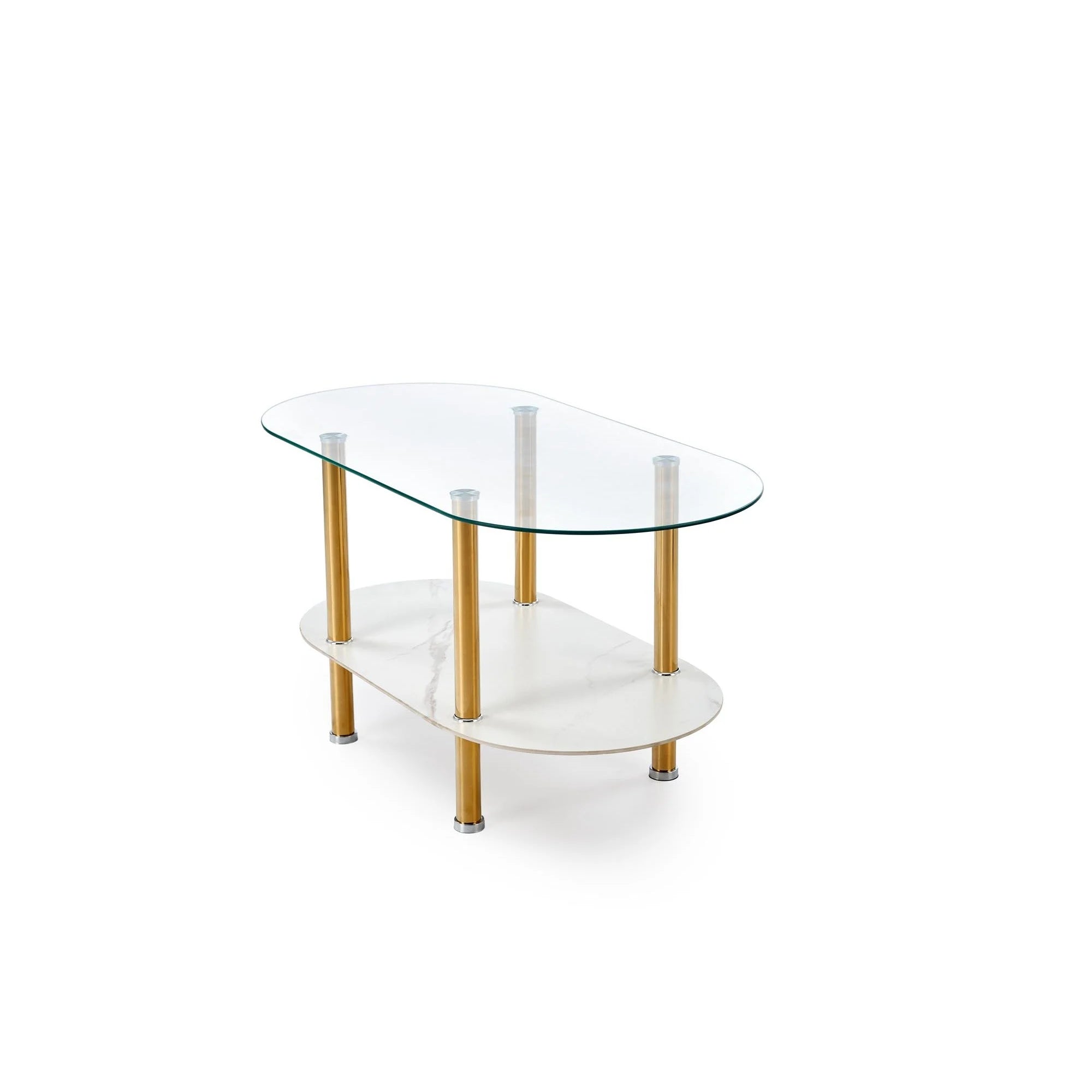 Masuta DUCAT, transparent/auriu, sticla/otel, 100x50x51 cm