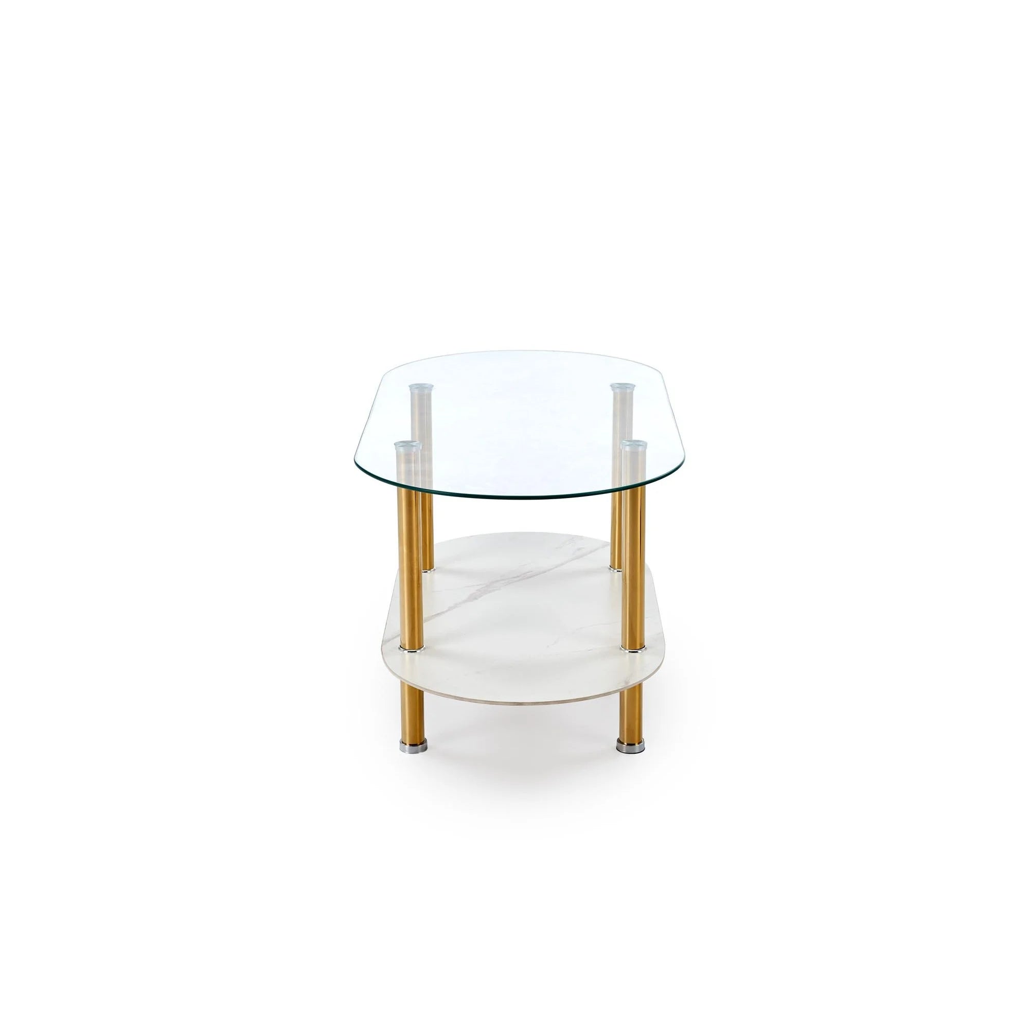 Masuta DUCAT, transparent/auriu, sticla/otel, 100x50x51 cm