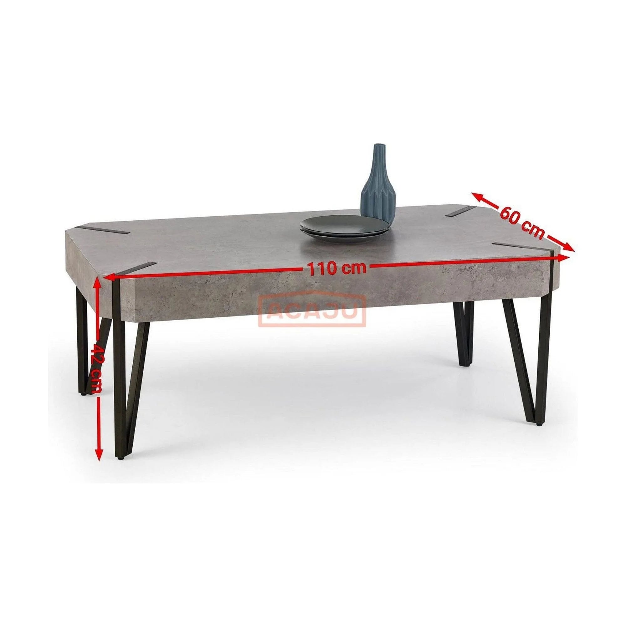 Masuta EMILY GREY, gri/negru, 110x60x42 cm