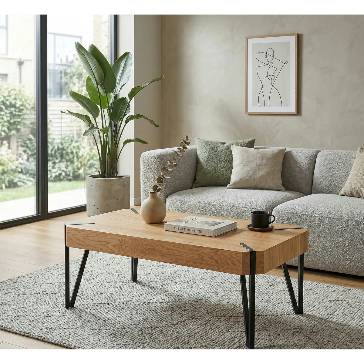 Masuta Emily, stejar auriu/negru, 110x60x42 cm