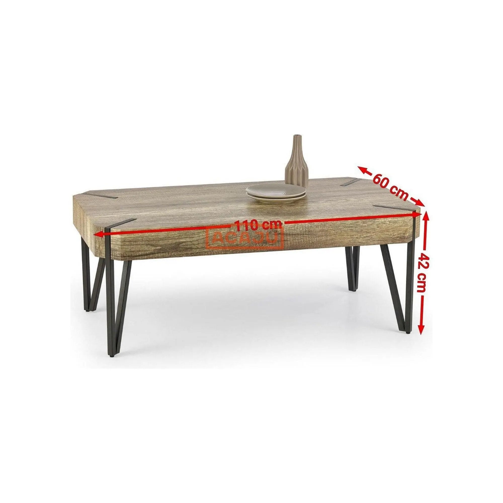 Masuta EMILY, stejar salbatic/negru, 110x60x42 cm