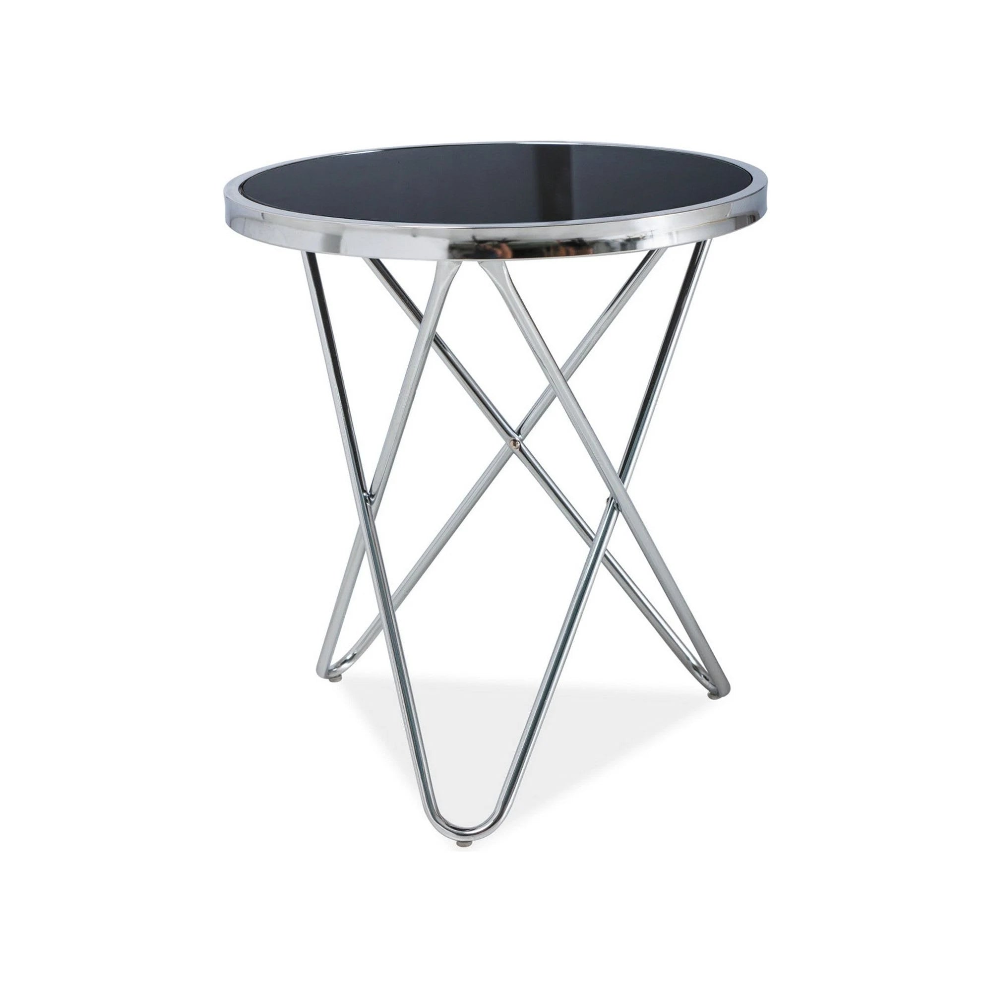 Masuta Fabia C, negru/crom, sticla/metal, 45X50 cm