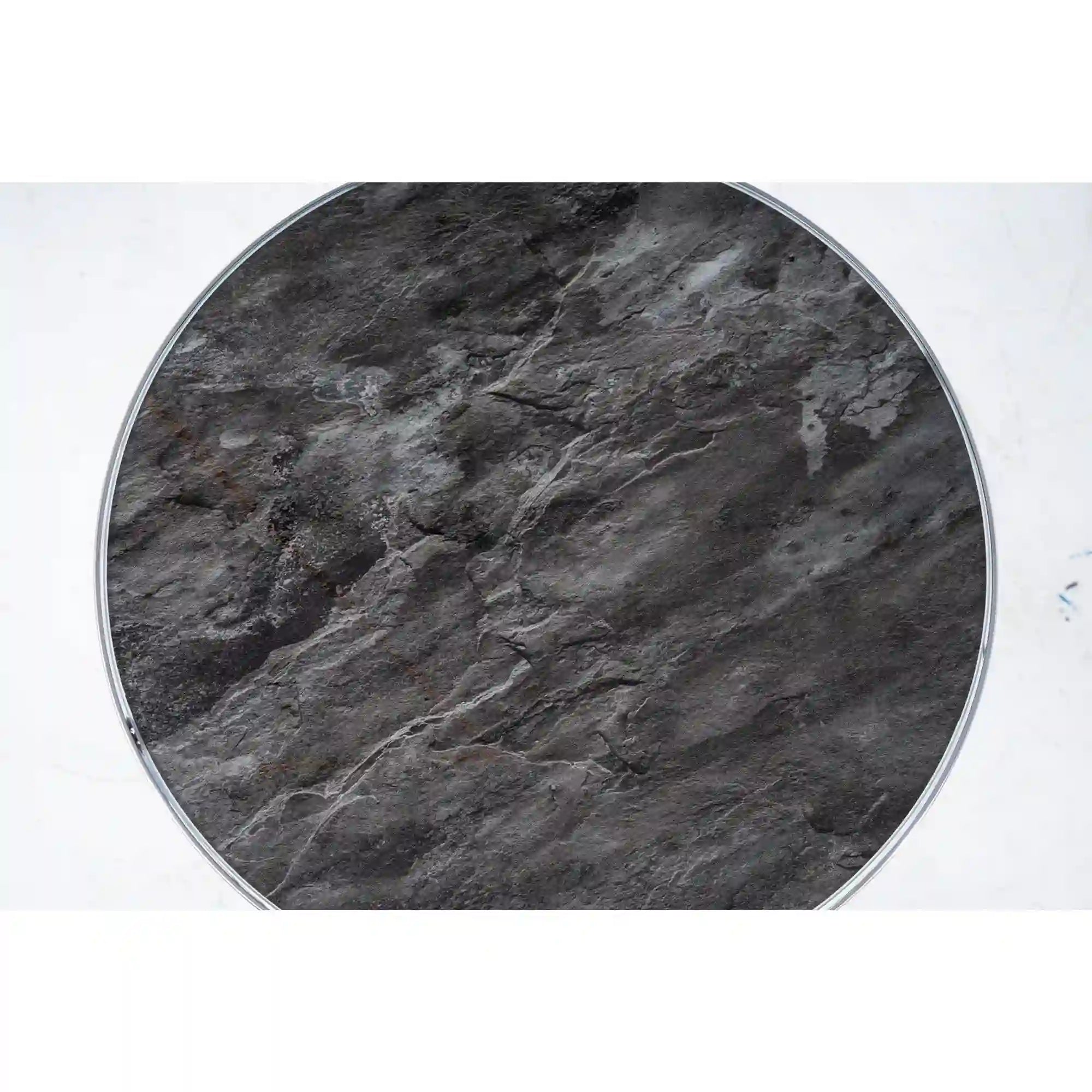 Masuta IBIZA C, gri cu efect de marmura/auriu, sticla securizata/metal, 42x51 cm