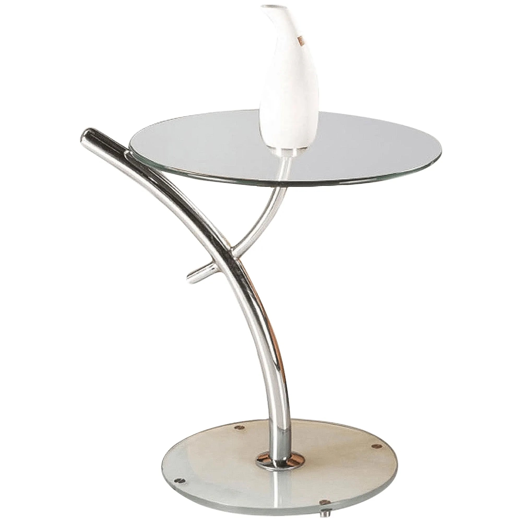 Masuta Iris, transparent/crom, sticla/otel, 50x50x58 cm