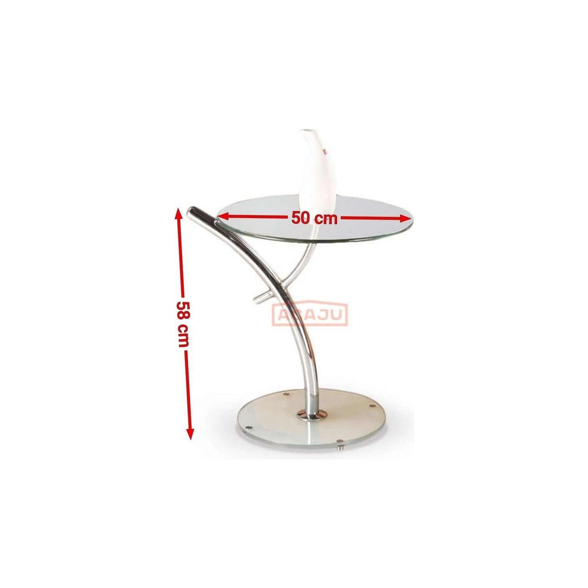 Masuta Iris, transparent/crom, sticla/otel, 50x50x58 cm