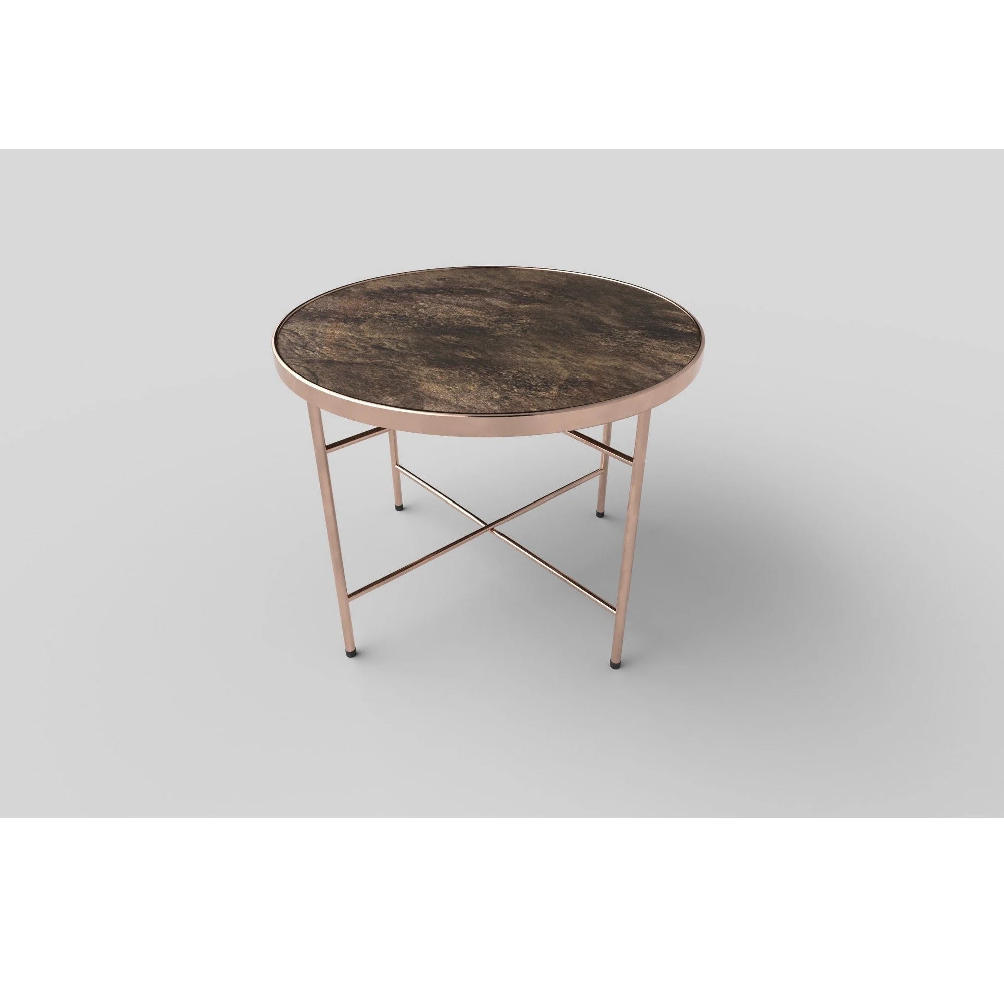 Masuta Isabelle, negru cu efect de marmura/bej, sticla/otel, 60x60x45 cm