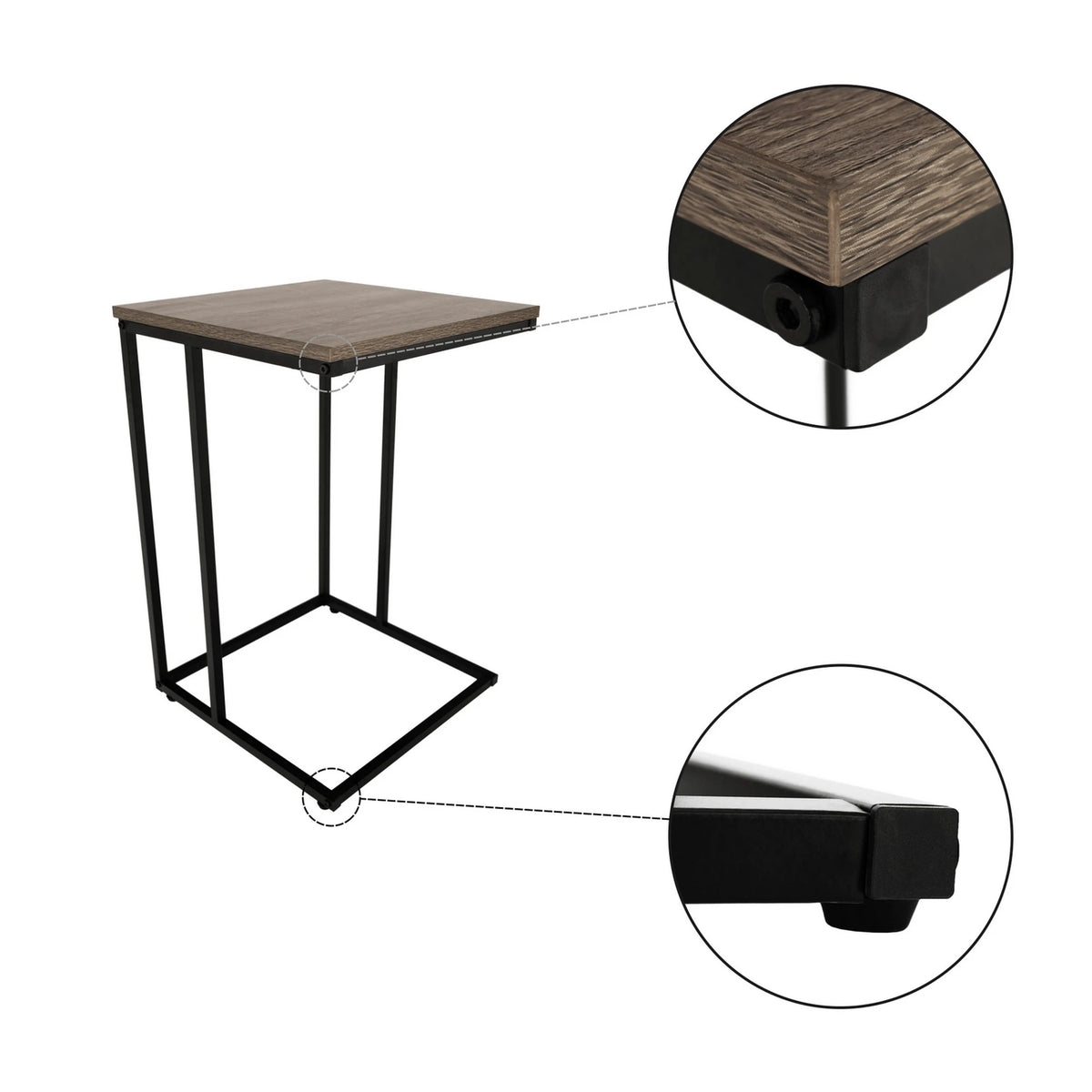 Masuta KALA, stejar/negru, 40x40x61 cm