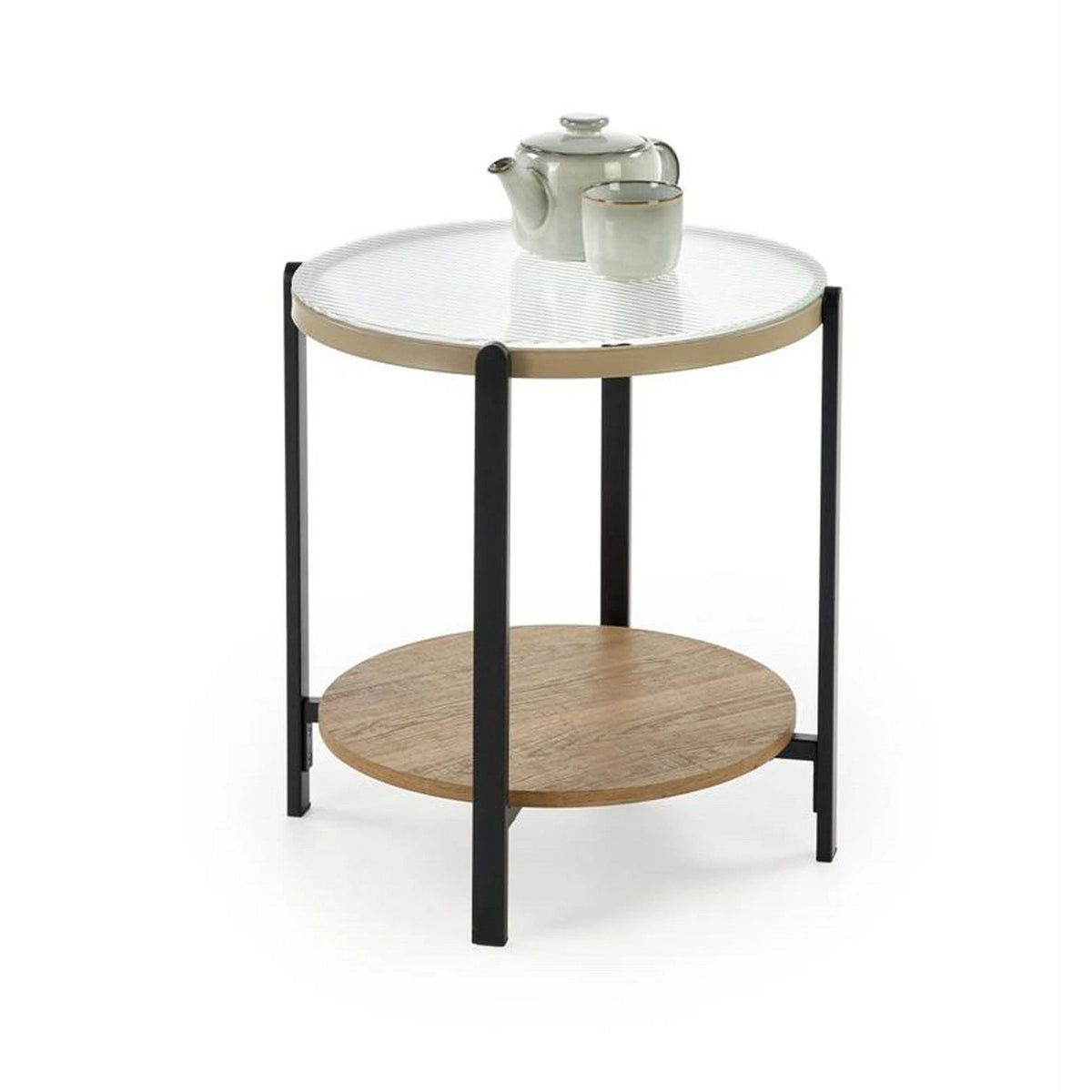 Masuta KAMALA S, transparent/negru, 53x55 cm