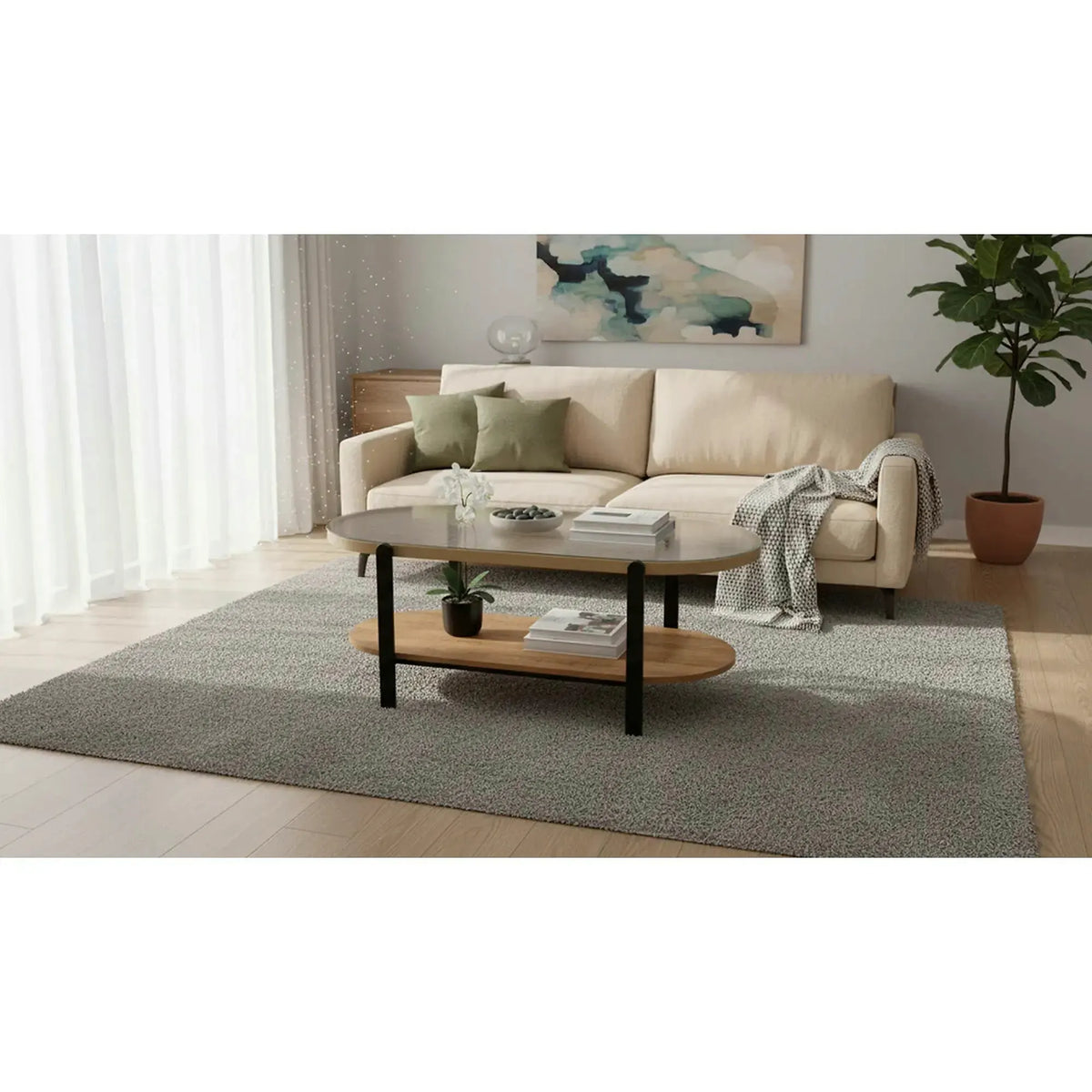 Masuta KAMALA, transparent/negru, 110x54x43 cm