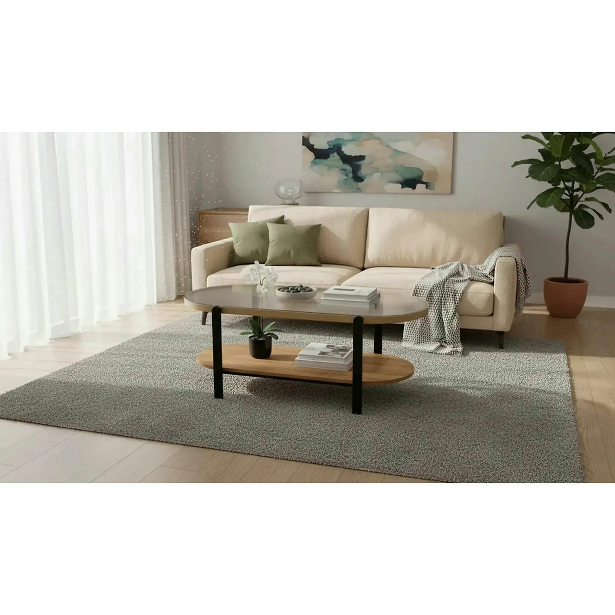 Masuta KAMALA, transparent/negru, 110x54x43 cm
