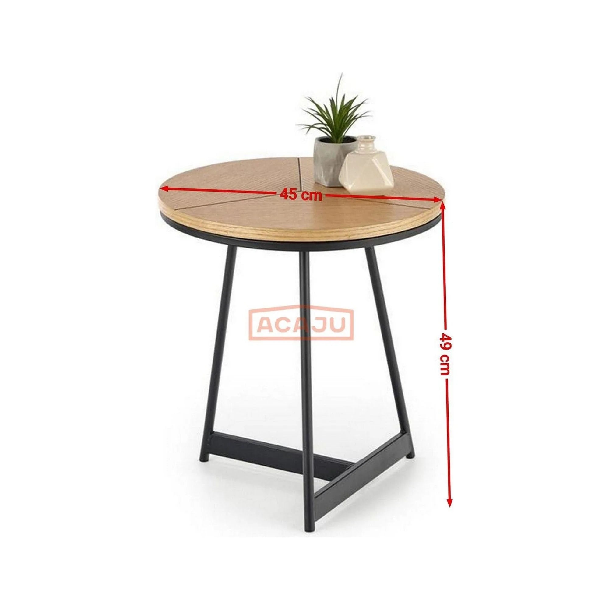 Masuta KARIDA S, stejar auriu/negru, 45x45x49 cm