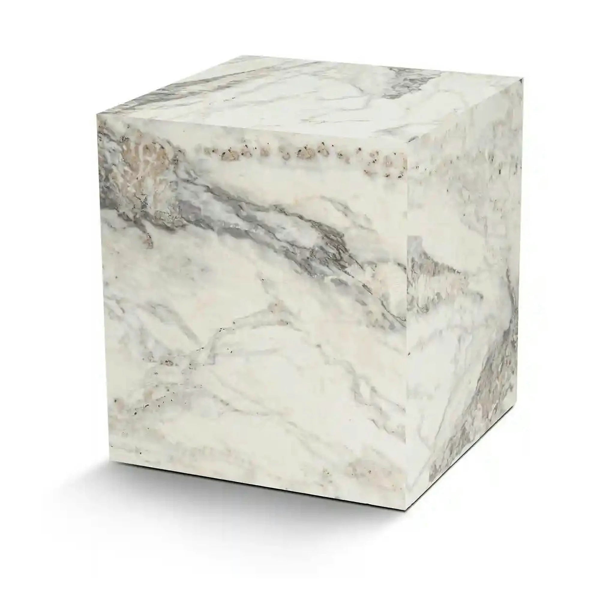 Masuta KUP, alb cu efect de marmura, PAL laminat, 45x45x50 cm