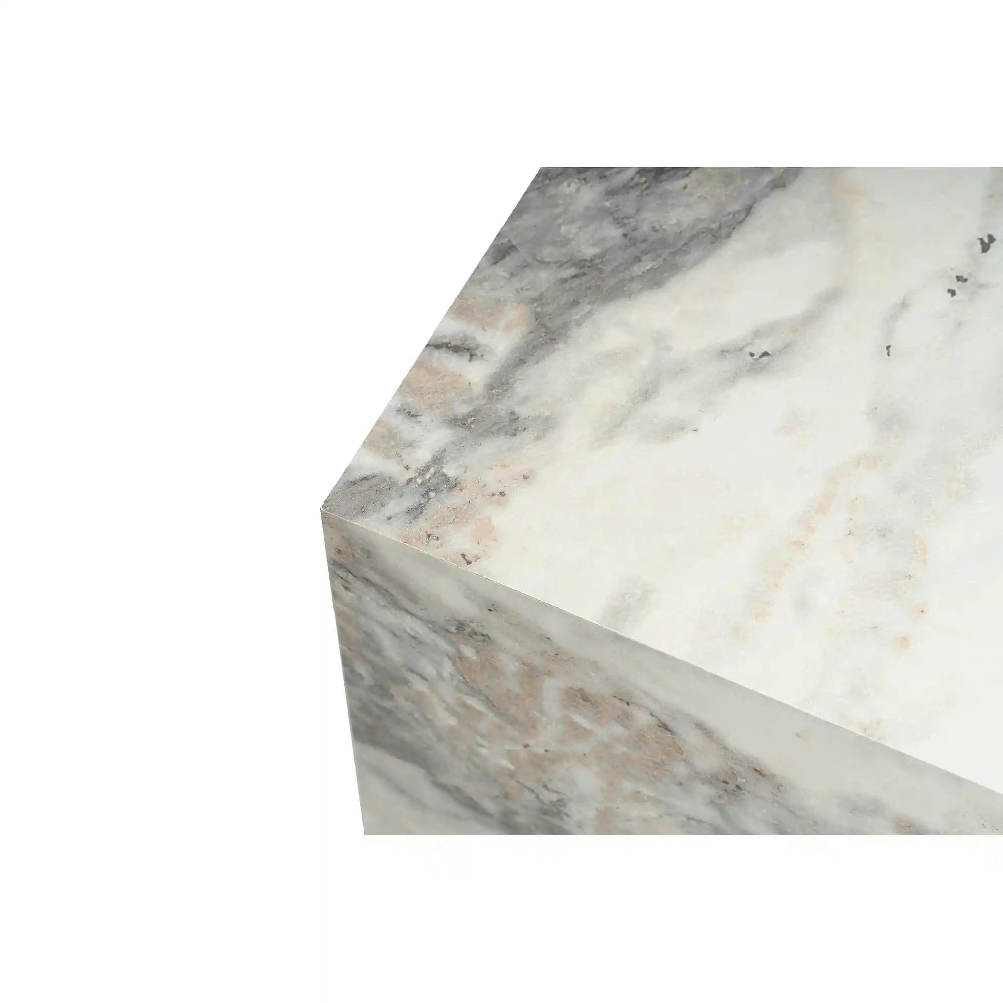 Masuta KUP, alb cu efect de marmura, PAL laminat, 45x45x50 cm