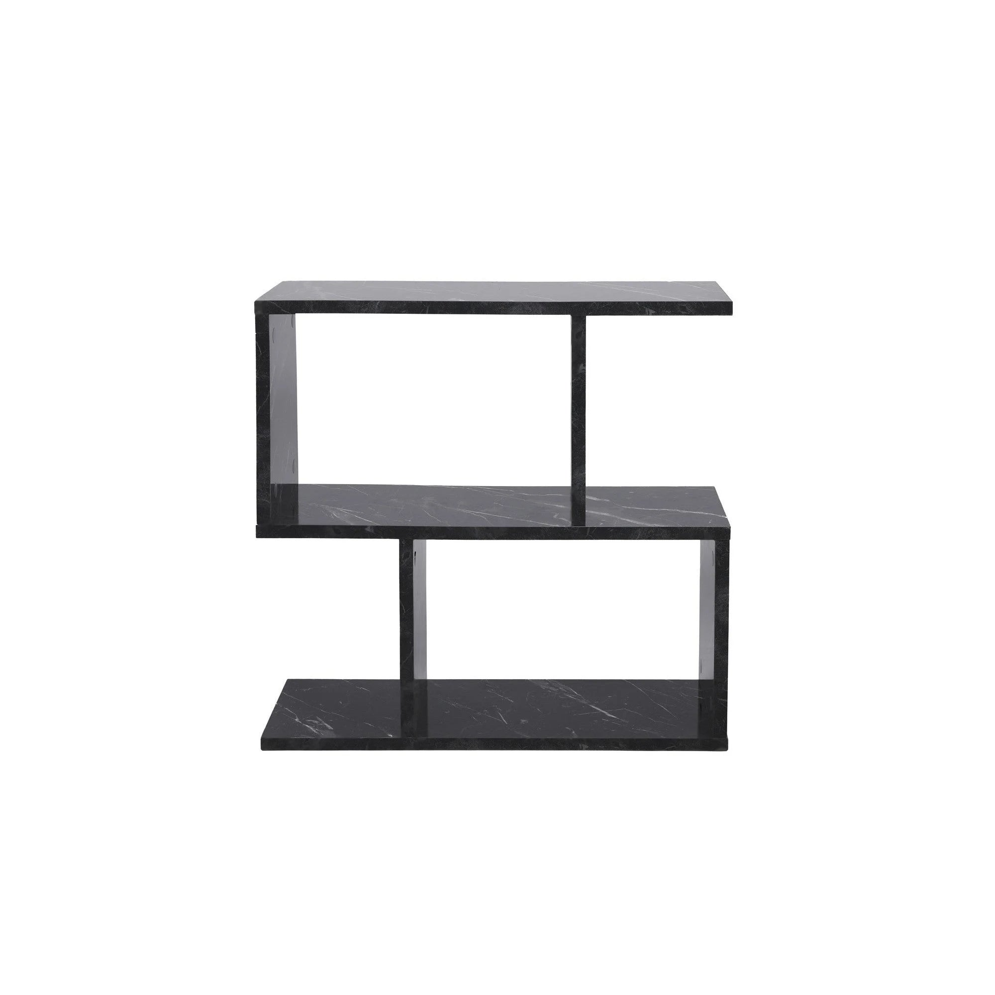 Masuta laterala LIFE, negru cu efect de marmura, PAL melaminat, 60x20x60 cm
