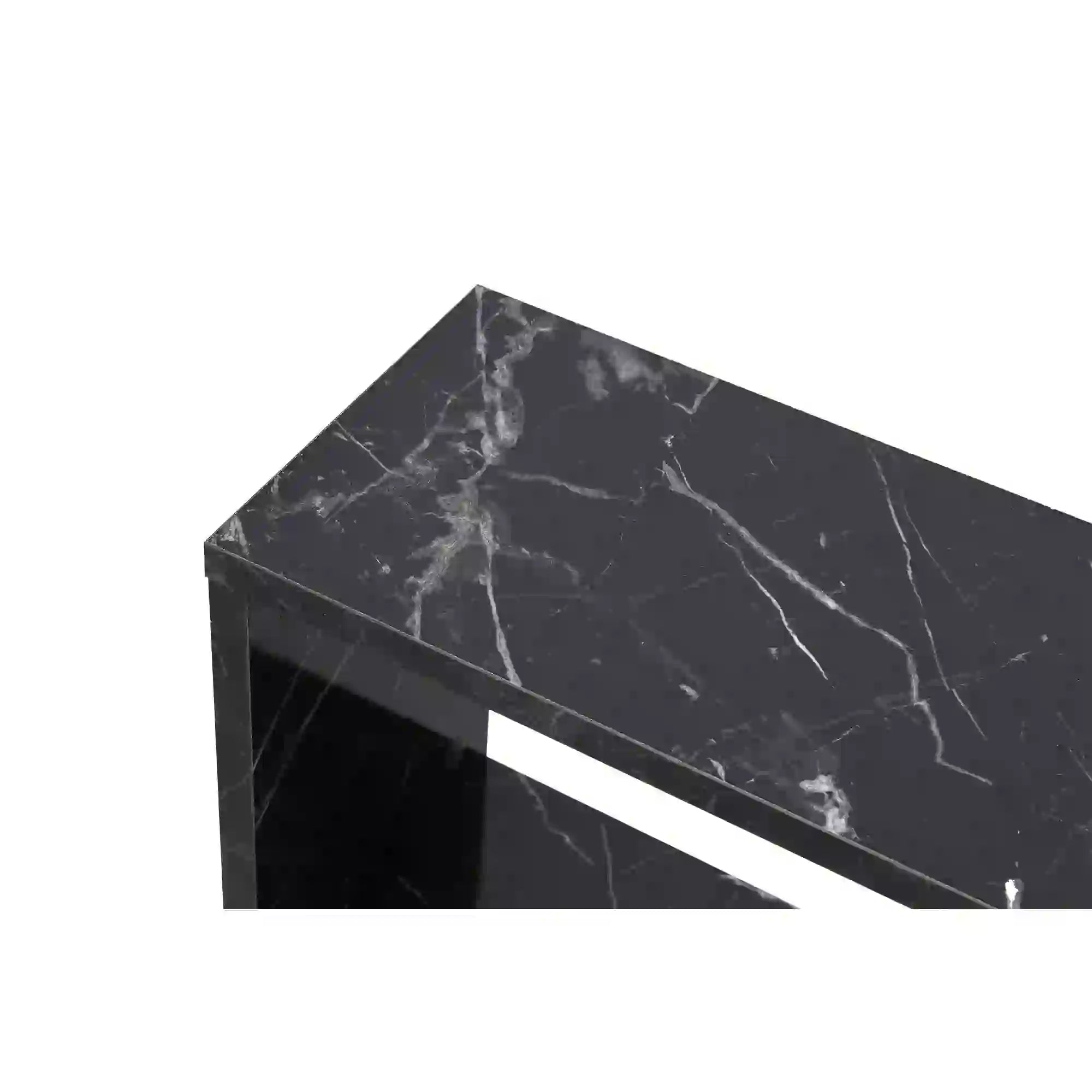 Masuta laterala LIFE, negru cu efect de marmura, PAL melaminat, 60x20x60 cm