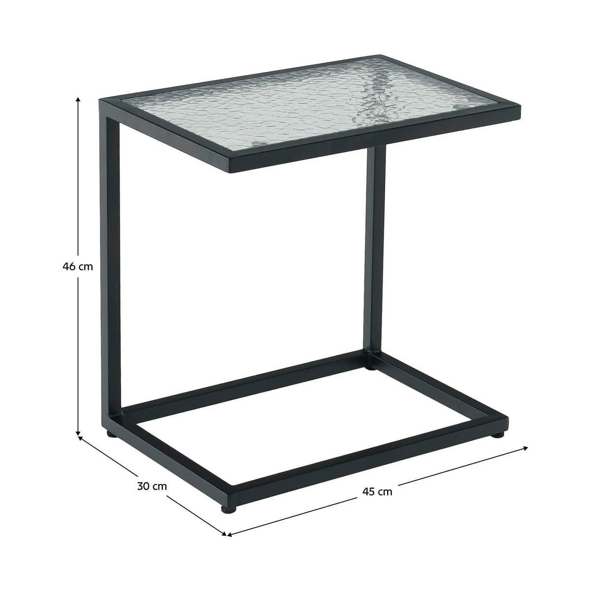 Masuta laterala SELKO, negru, sticla/metal, 45x30x46 cm