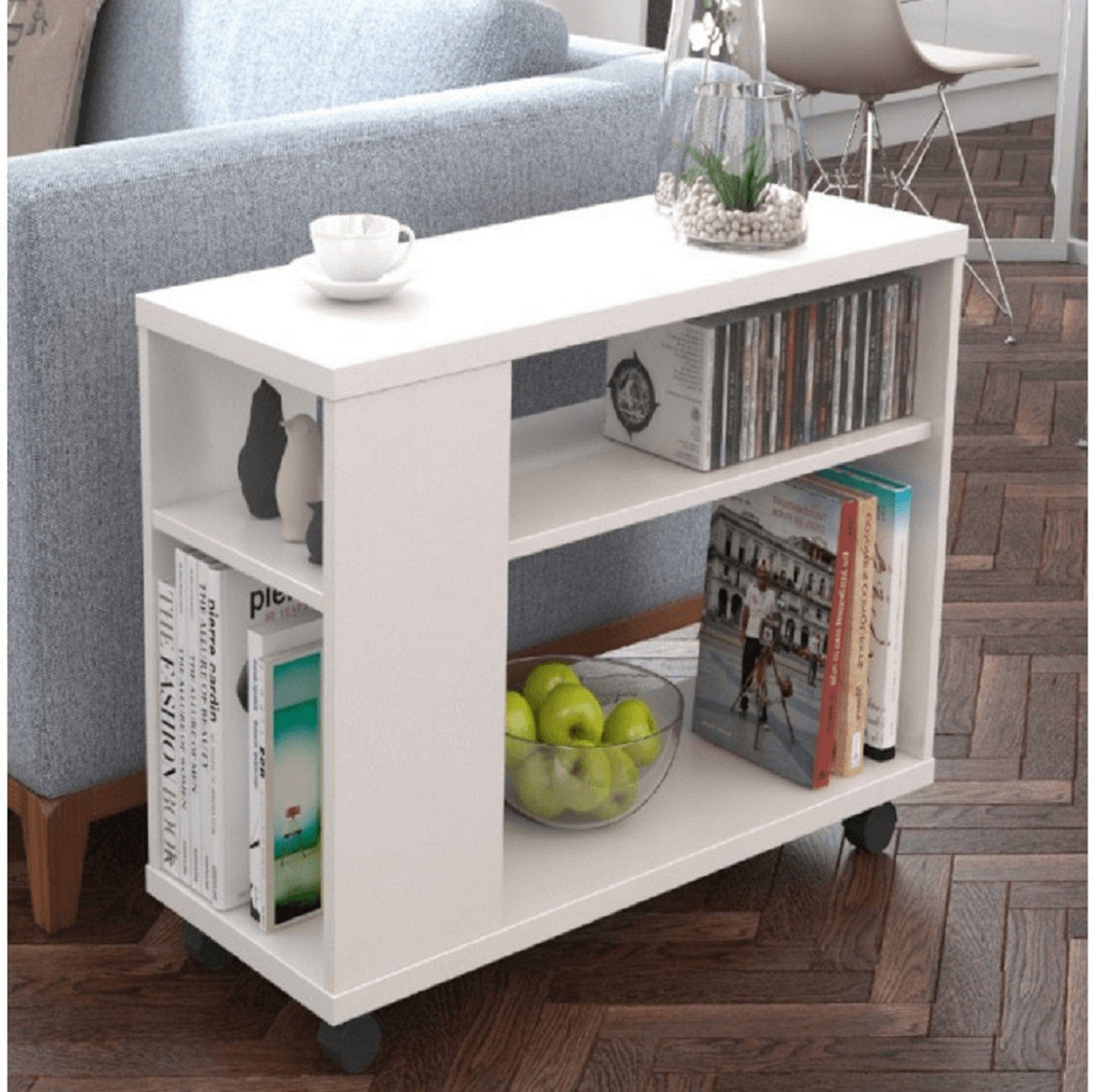 Masuta laterala ZOELA NEW, alb, PAL laminat, 60x24x70 cm