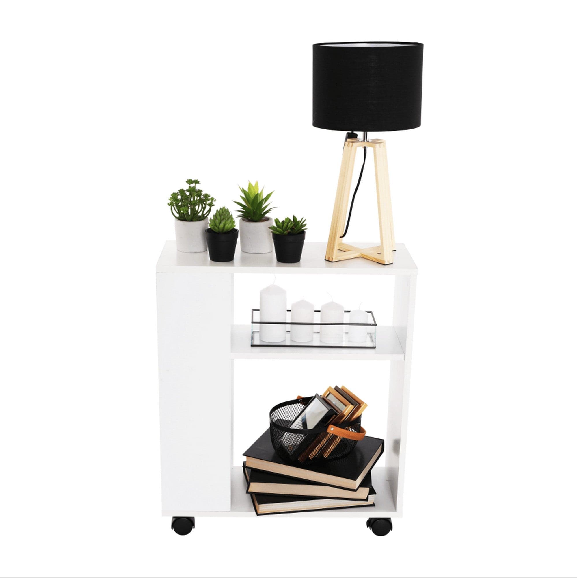 Masuta laterala ZOELA NEW, alb, PAL laminat, 60x24x70 cm