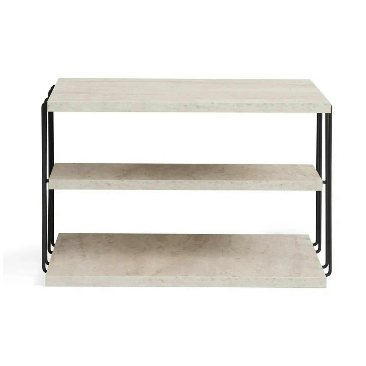 Masuta LIFON, bej/negru, PAL melaminat/metal, 50x40x33 cm