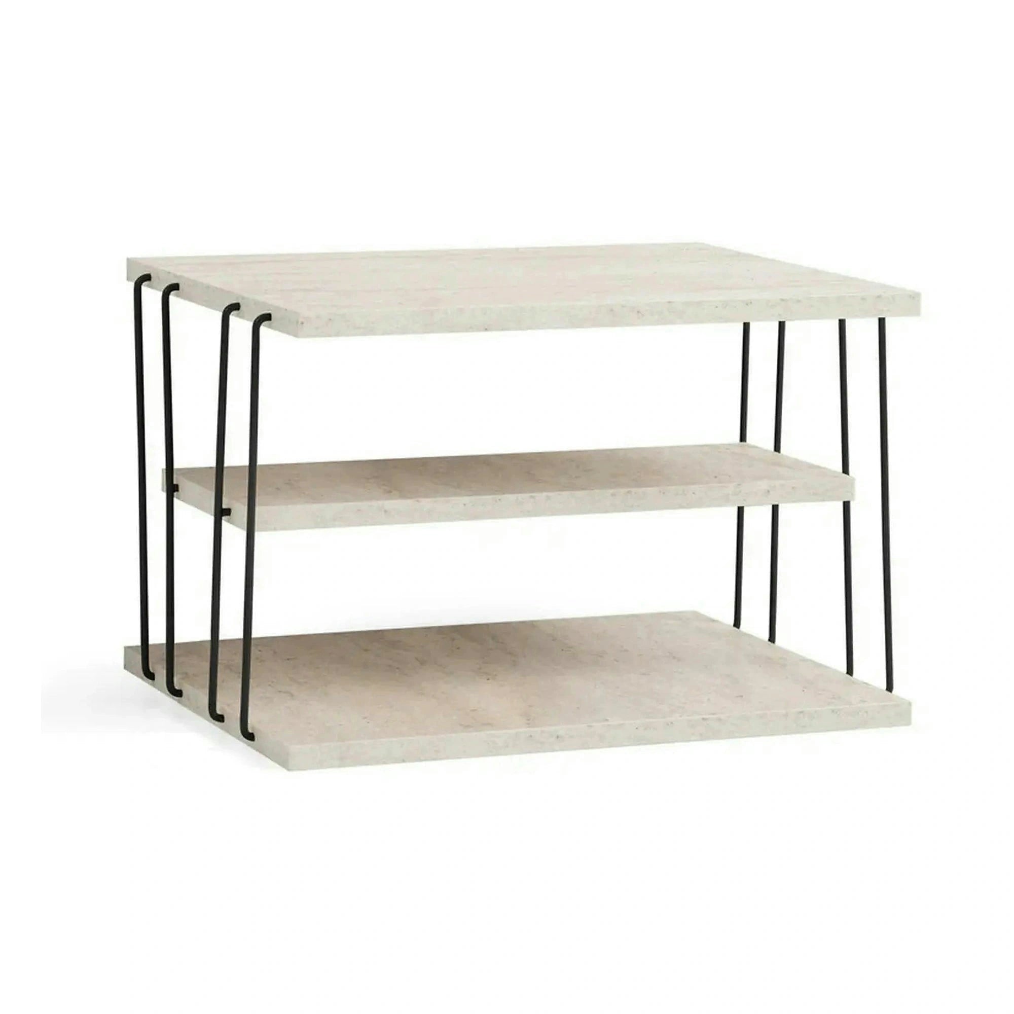 Masuta LIFON, bej/negru, PAL melaminat/metal, 50x40x33 cm